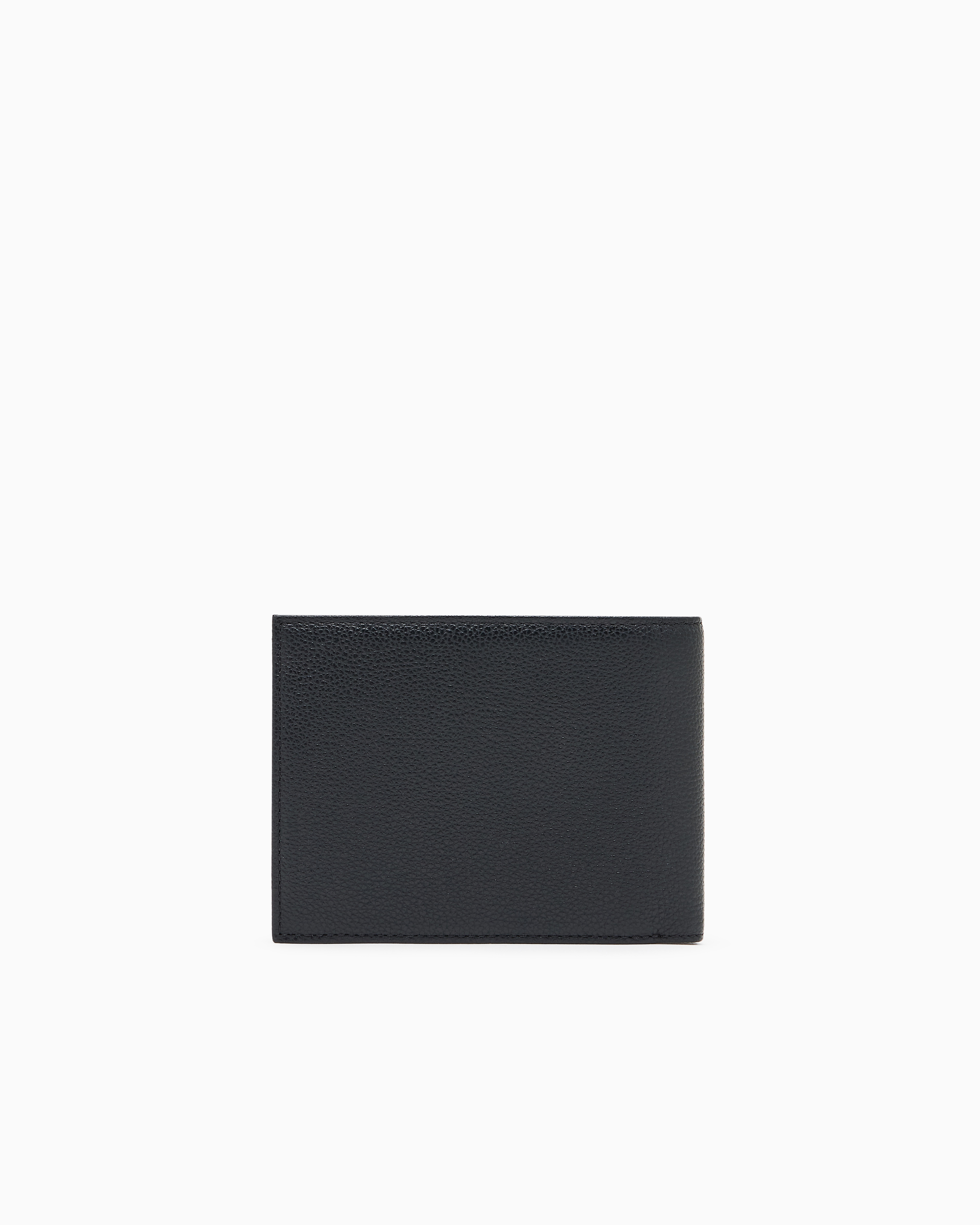 Emporio Armani - Tumbled-leather bi-fold wallet with outer pocket, Man, Black, Size: TU