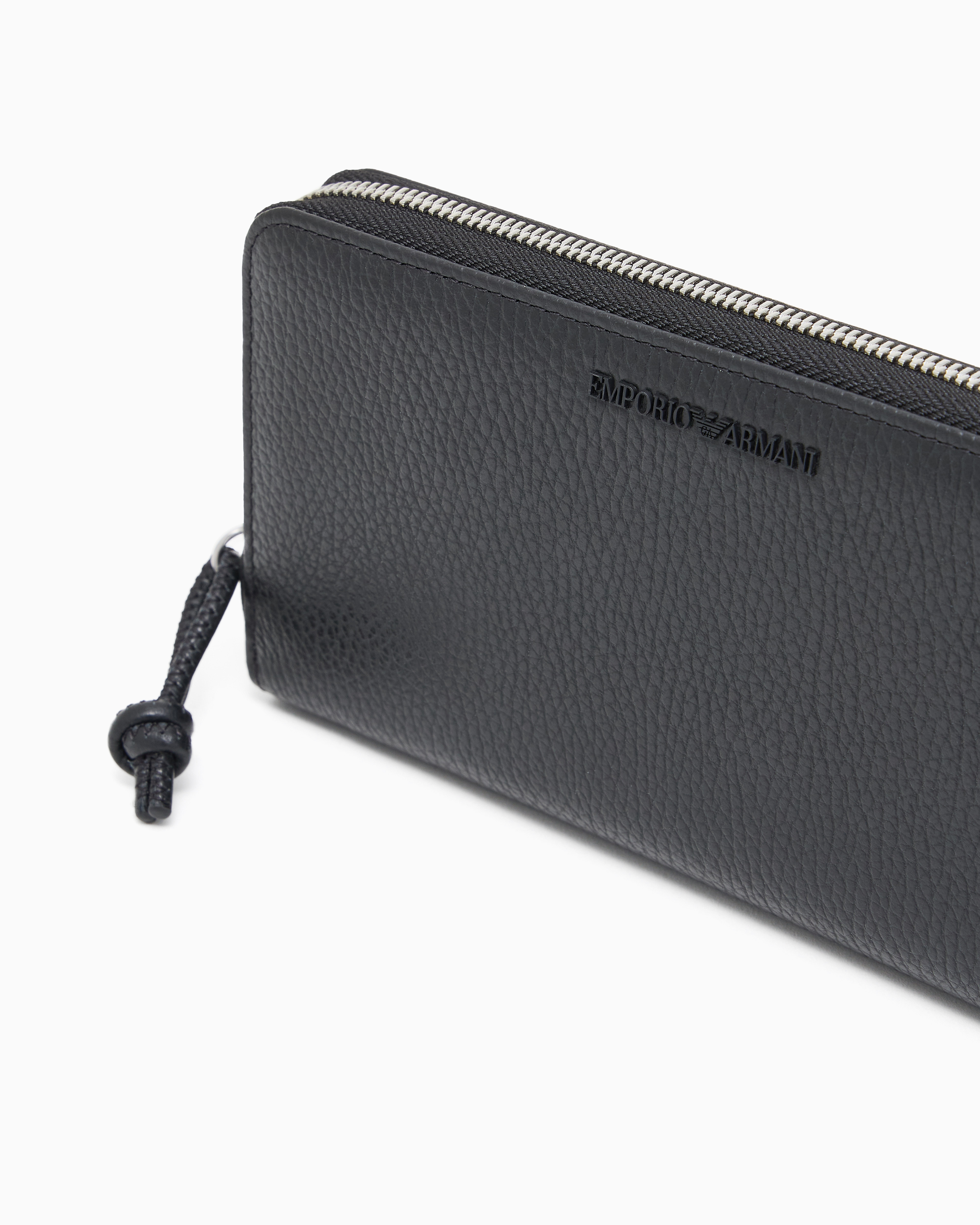 EMPORIO ARMANI【関税込み＊送料無料】レザー ロング ウォレット ラウンドファスナーウォレット タンブルレザー | Emporio Armani
