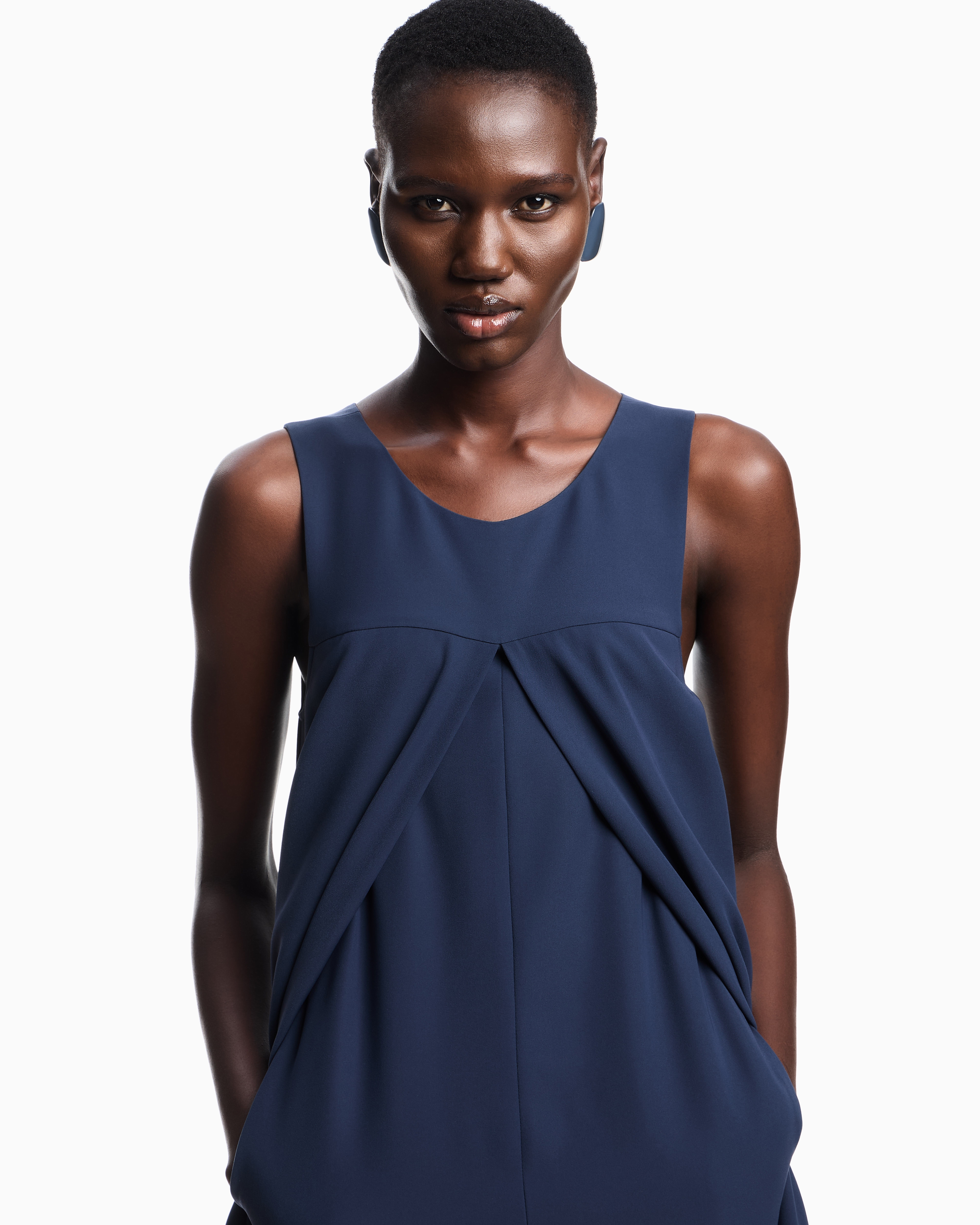 Emporio Armani - Jumpsuit with technical cady panels, Woman, Blue, Size: