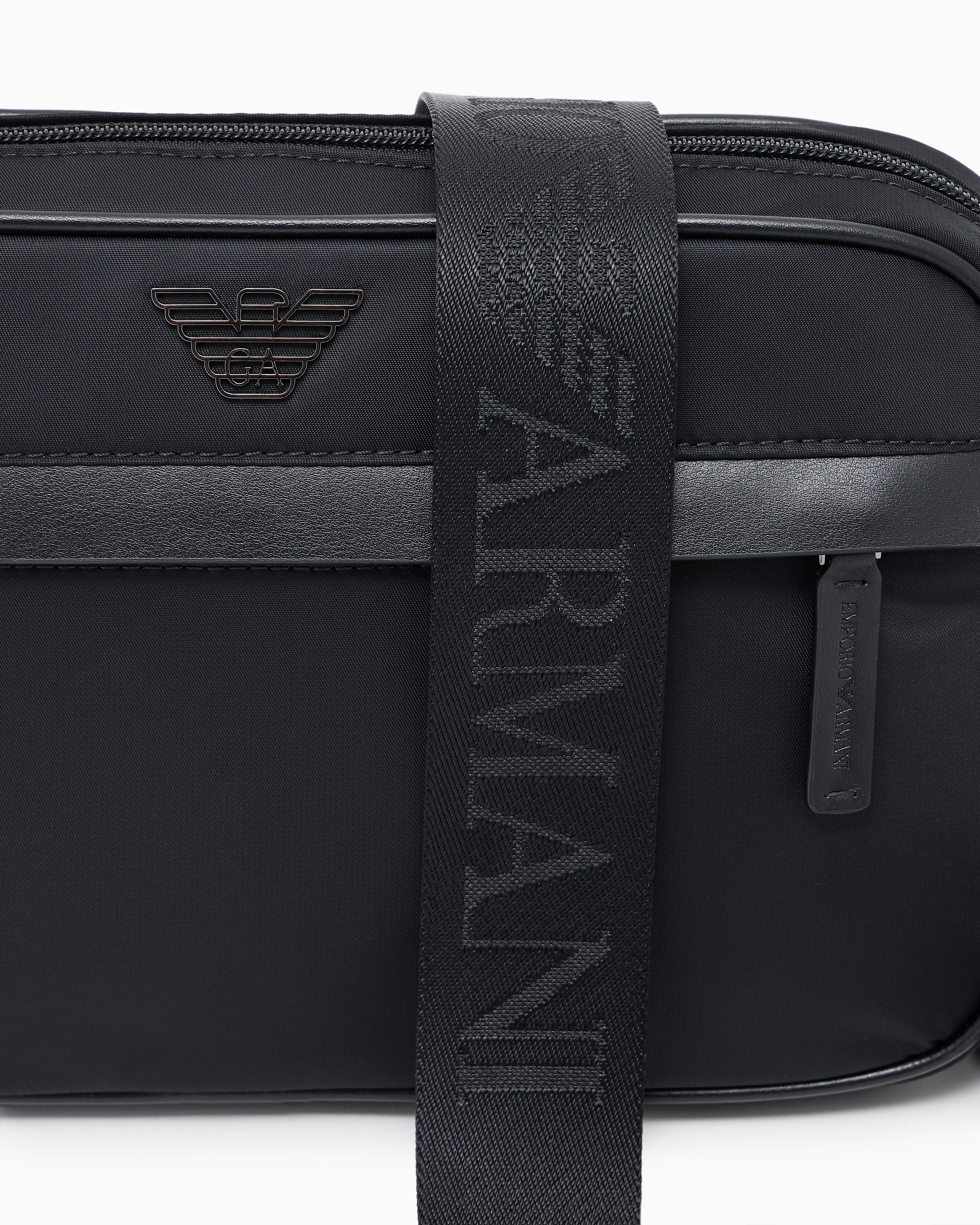 Emporio Armani - ASV recycled nylon shoulder bag, Man, Black, Size: TU