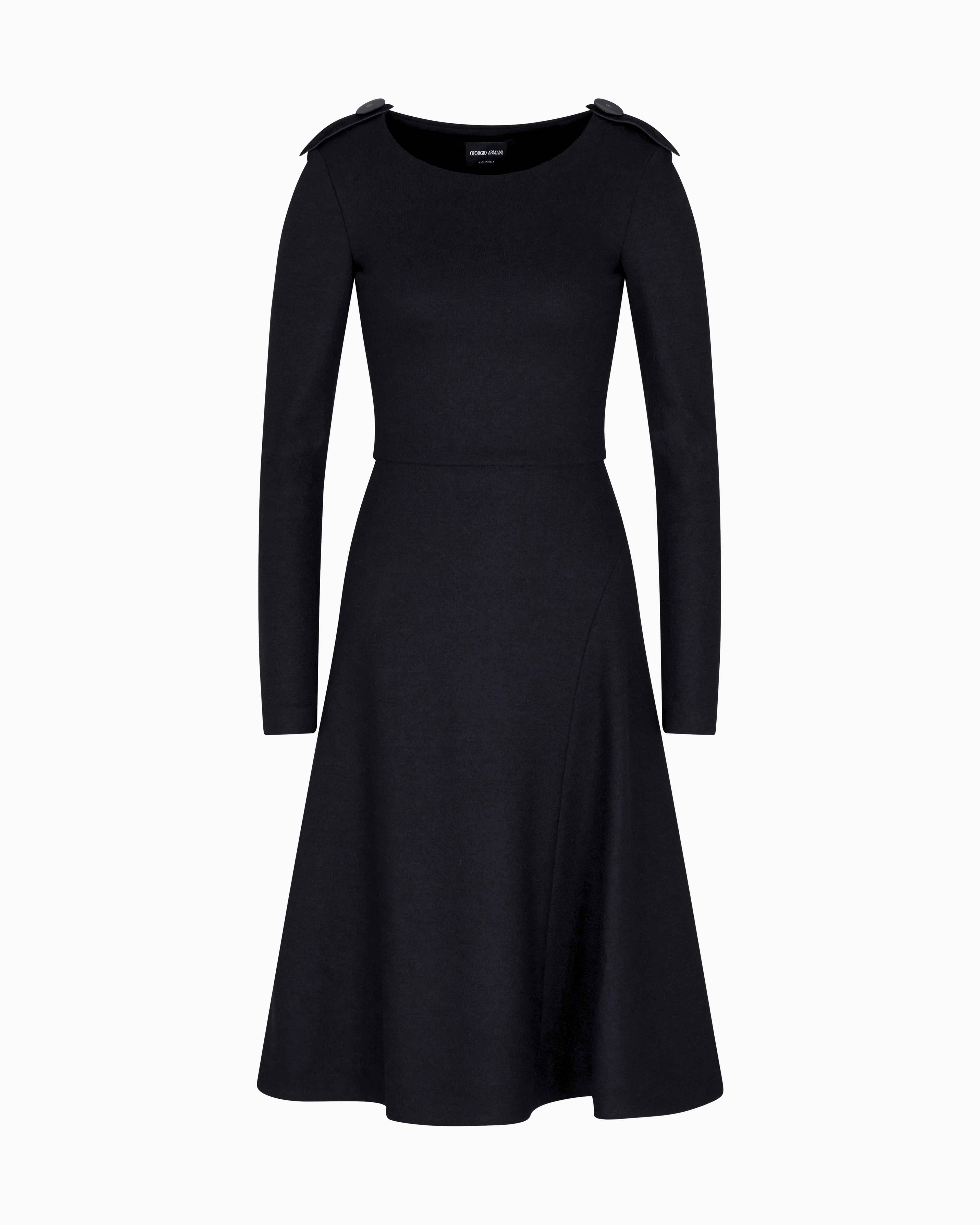 ワンピース GIORGIO ARMANI Woman Dress Black GW001057AF15531 UC001 Wool jersey dress with epaulettes detail | Giorgio Armani