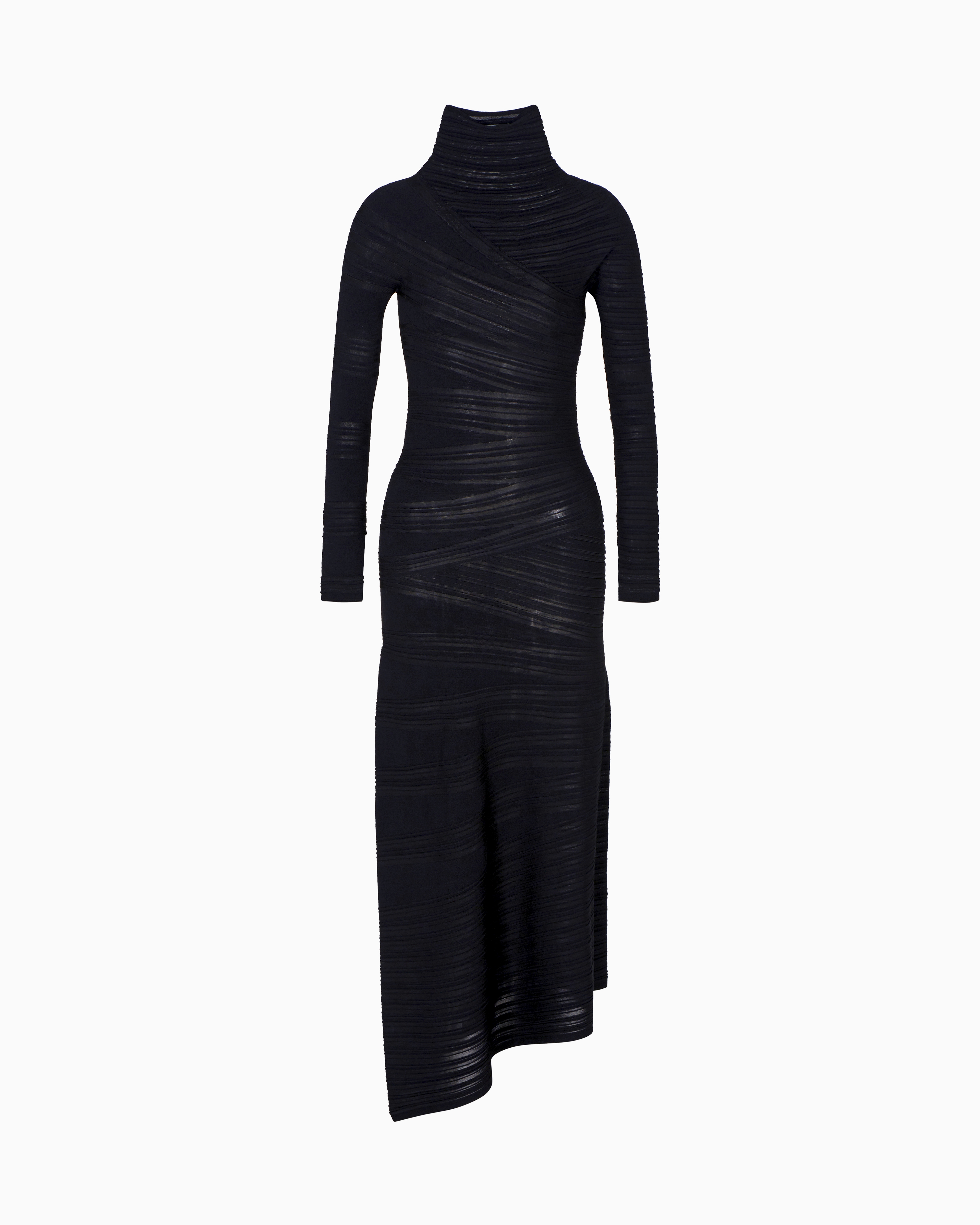 Giorgio Armani Viscose And Wool Jersey Midi Dress In Black