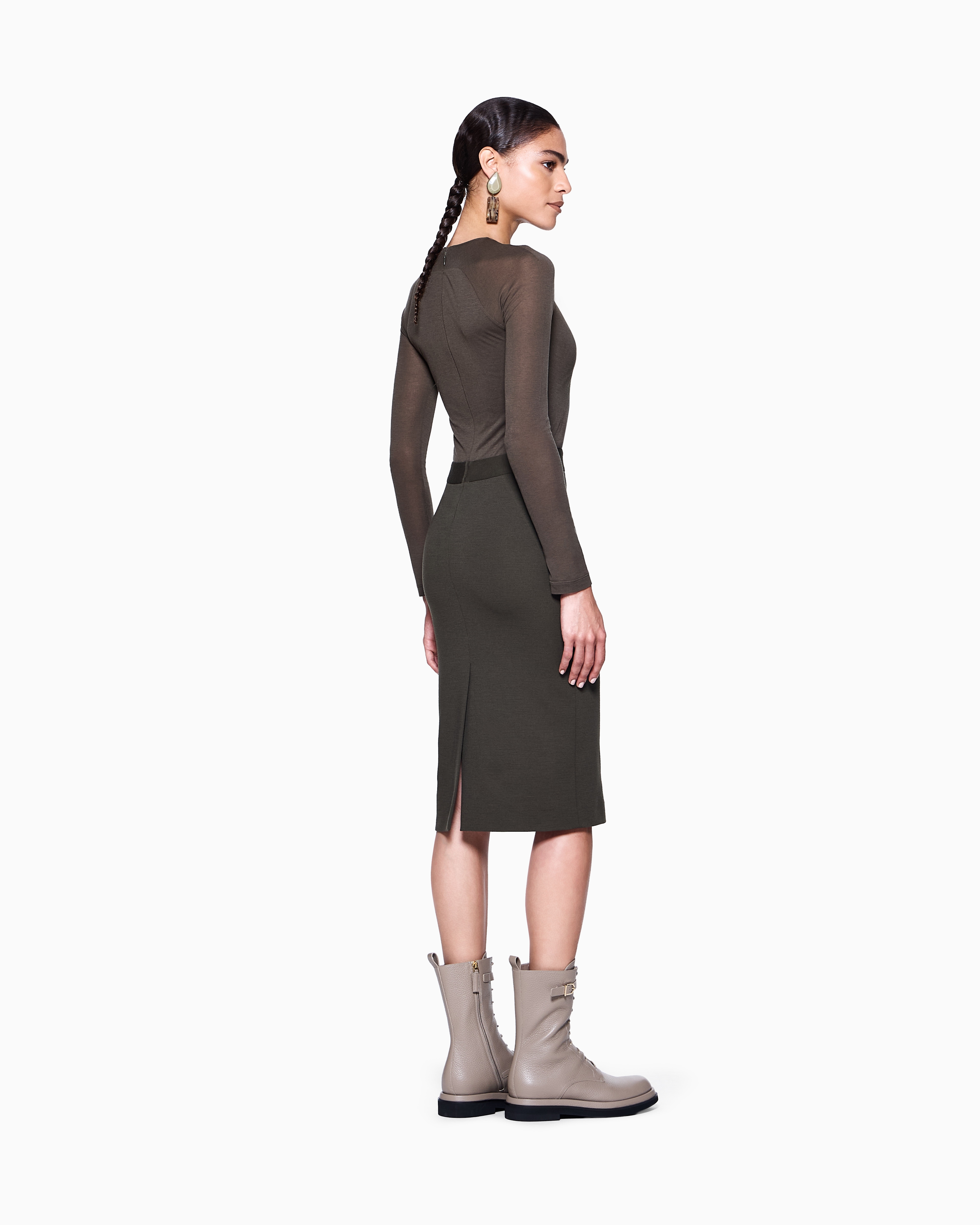 Giorgio Armani Lyocell Jersey Midi Dress In Green