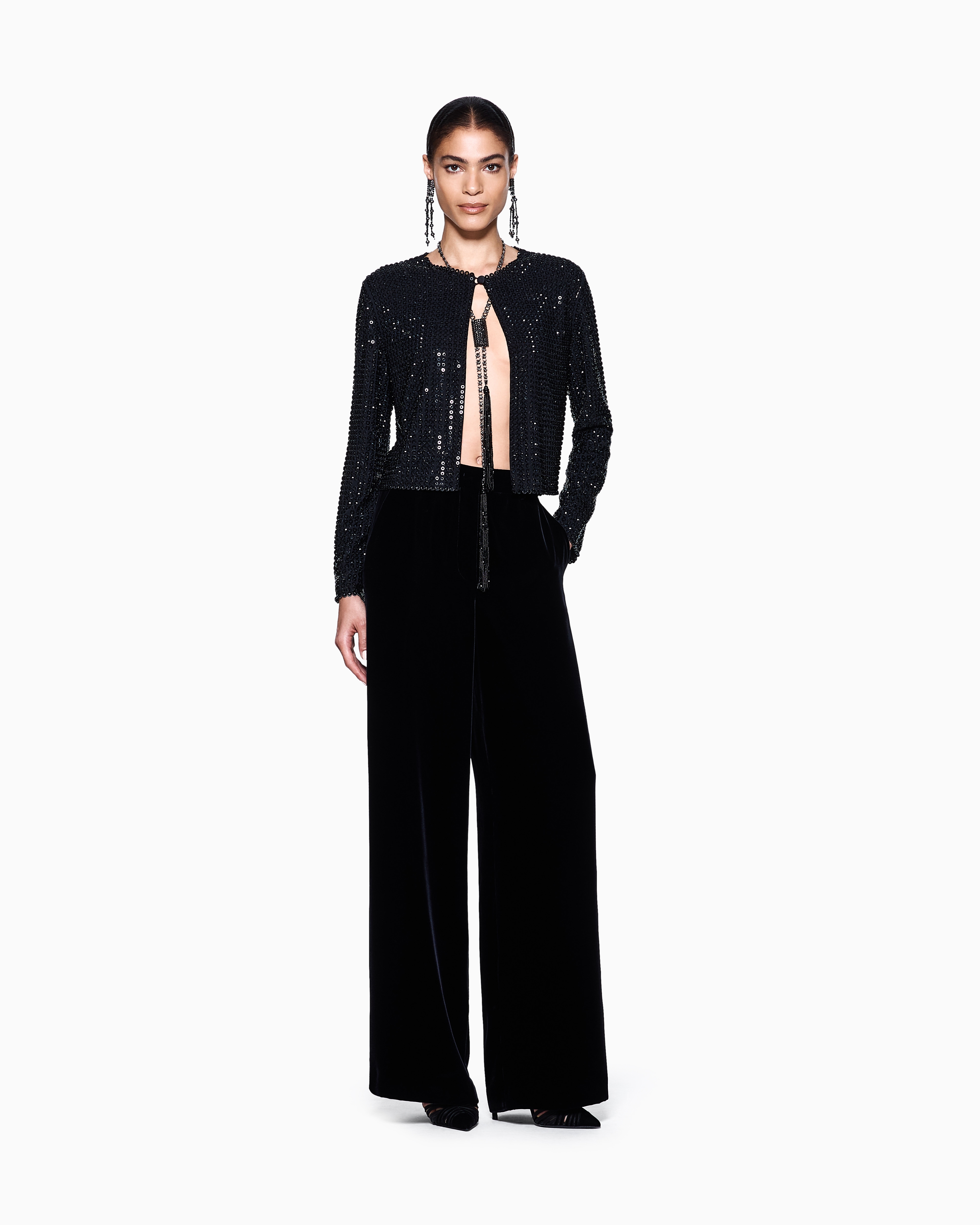 パンツ GIORGIO ARMANI WIDE-LEG TROUSERS IN VELVET Wide-leg silk trousers | Giorgio Armani