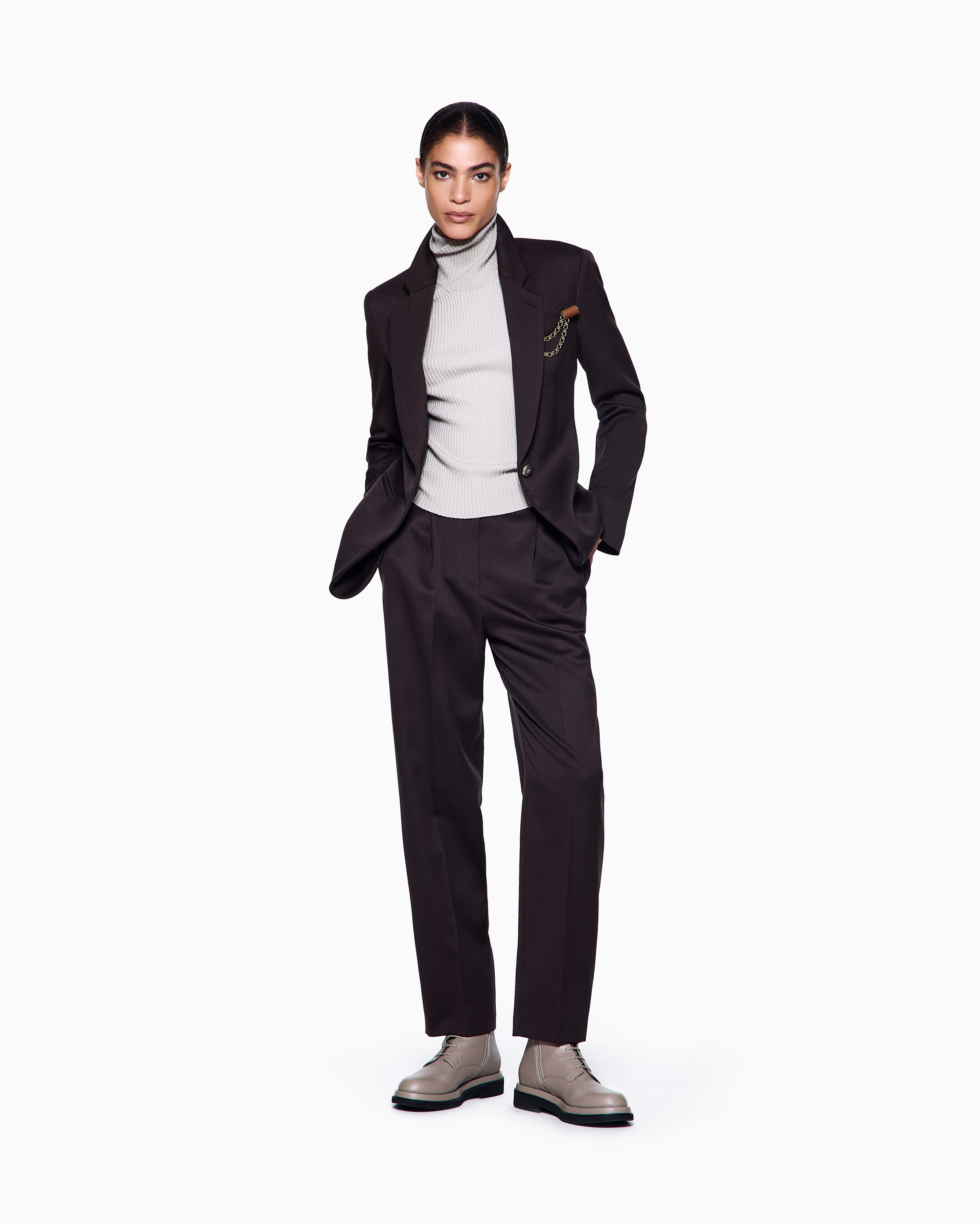 Giorgio Armani Short-sleeved Cashmere Rollneck Jumper In Neutral