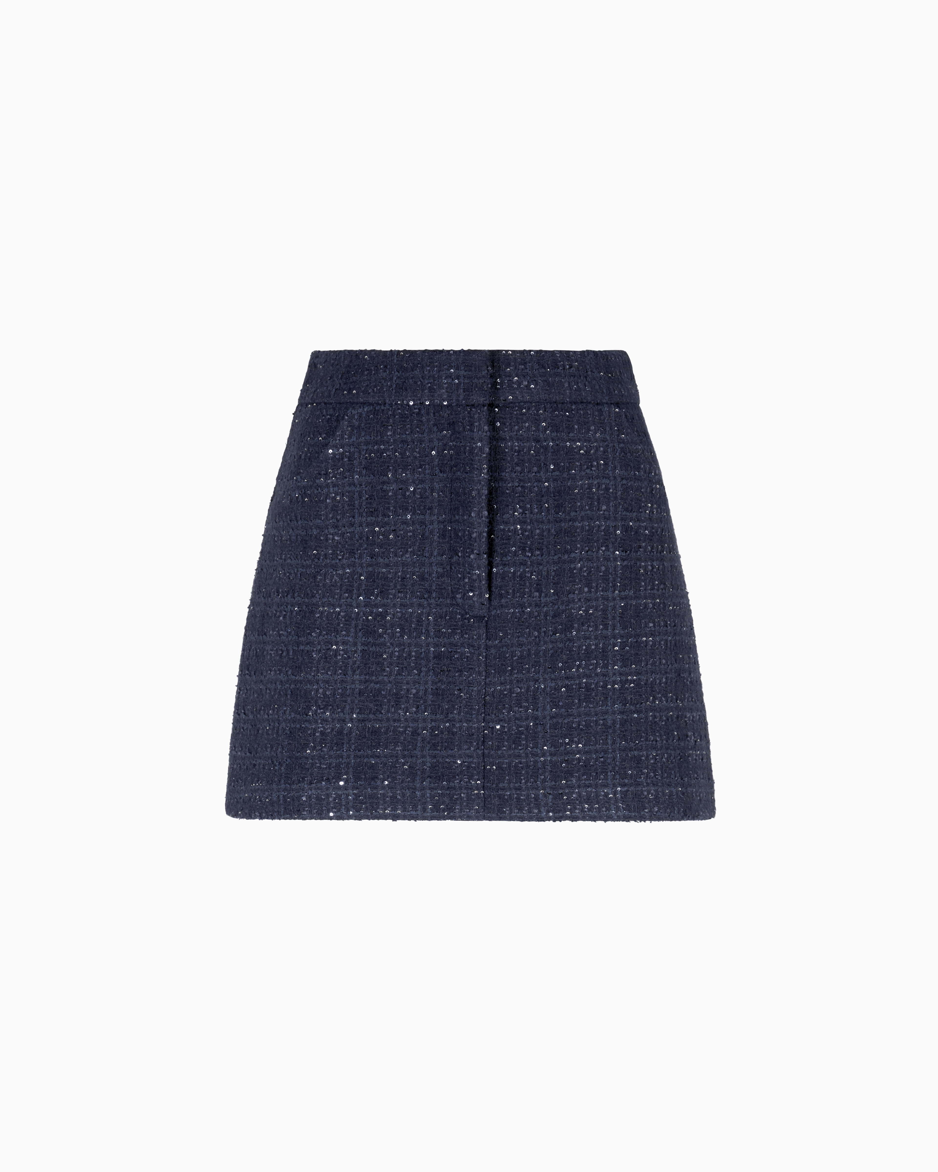Emporio Armani - Lurex tweed mini skirt with micro sequins, Woman, Blue, Size: