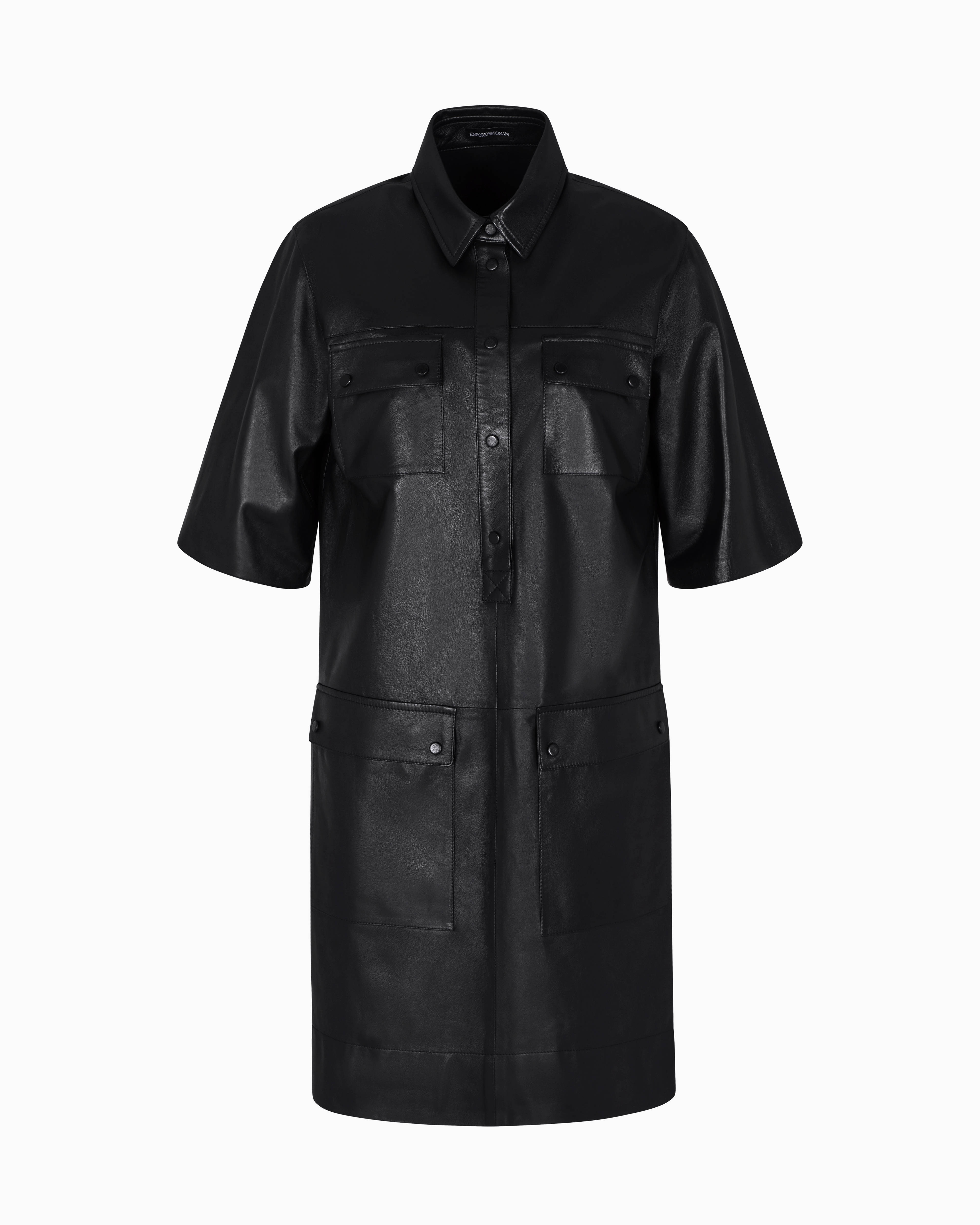 Emporio Armani Short-sleeved Dress In Nappa Lambskin