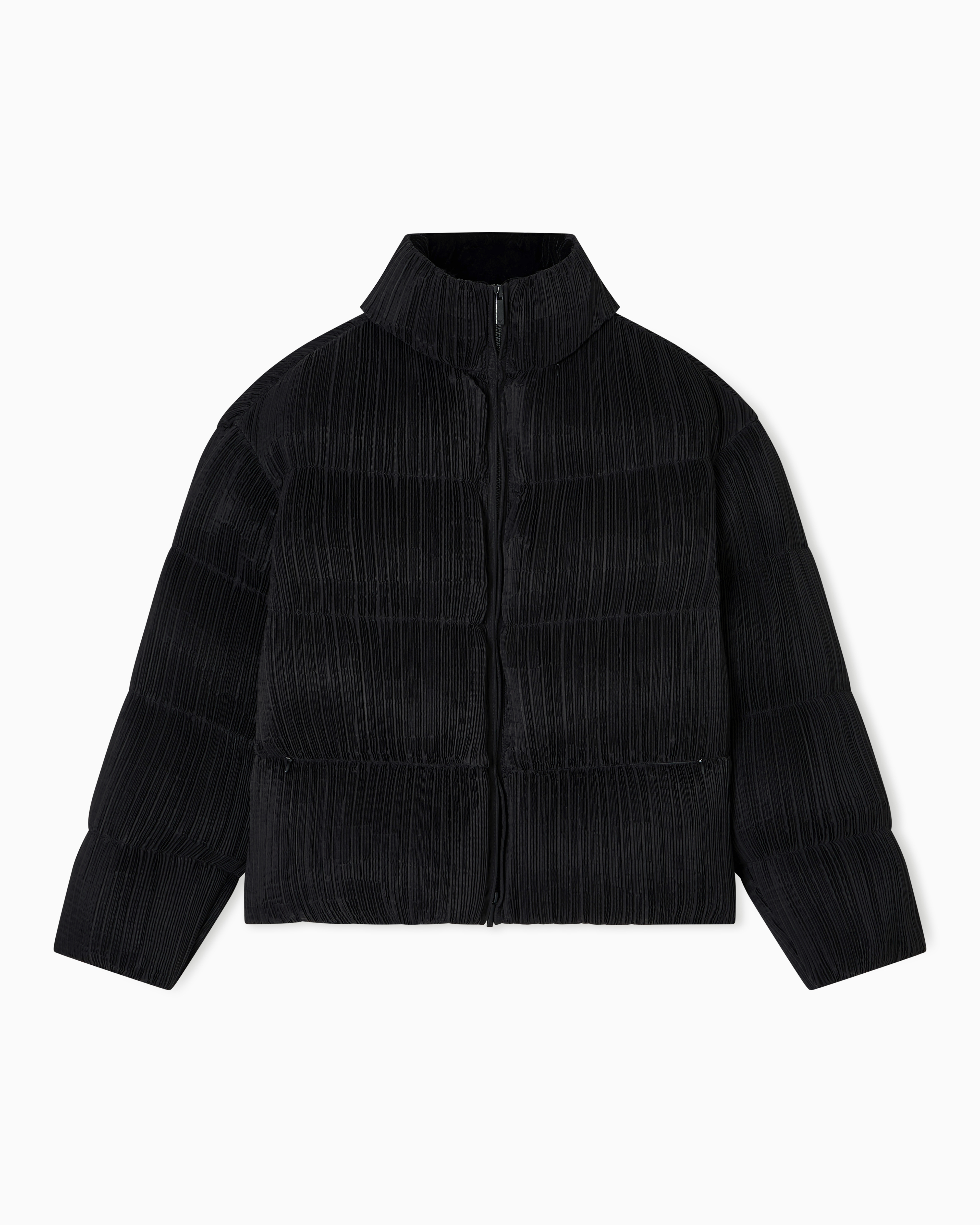 Emporio Armani - Pleated technical fabric jacket, Woman, Black, Size: