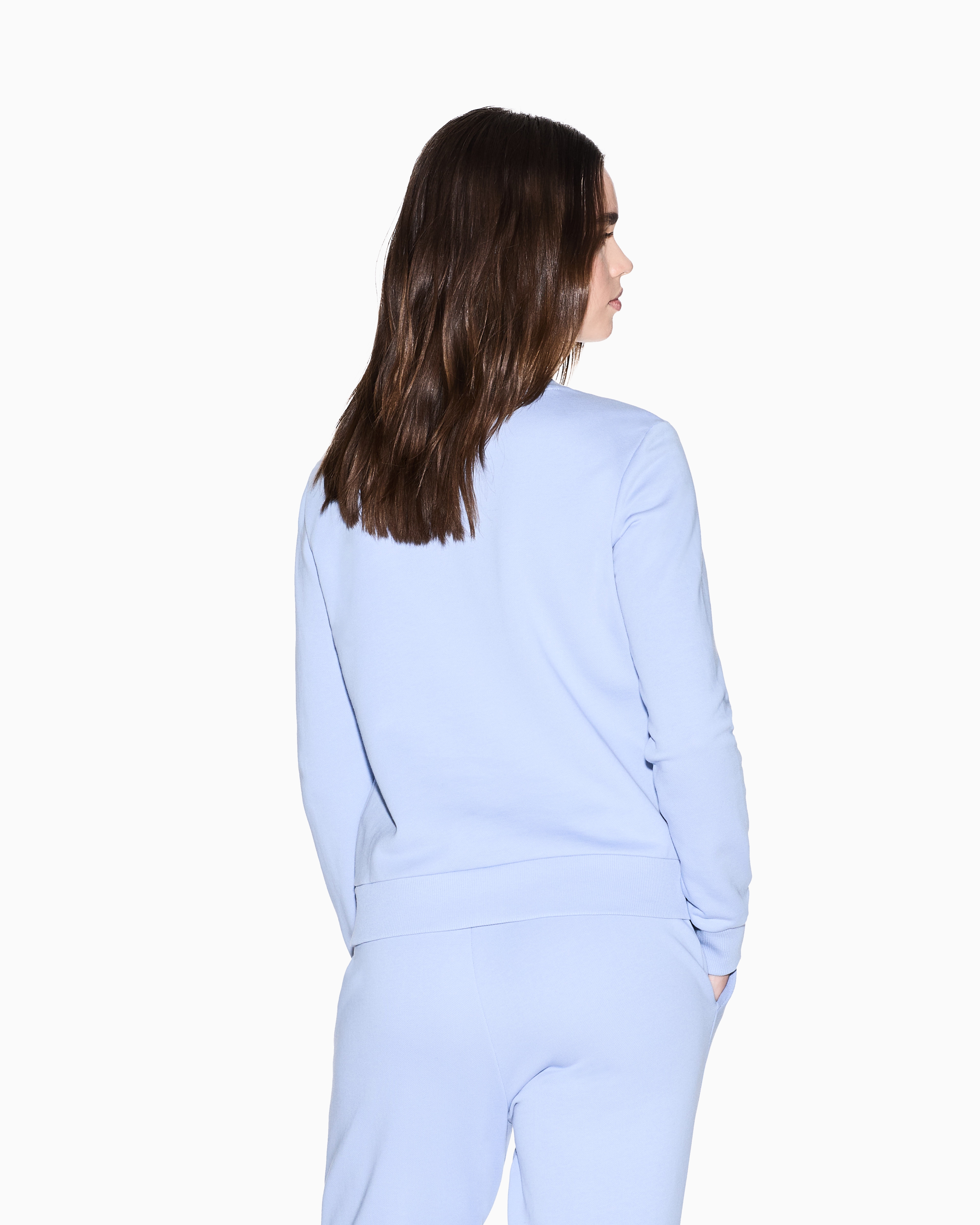 Armani Exchange - TONE ON LOGO LETTERING CREWNECK SWEATSHIRT, Woman, Light Blue, Size: