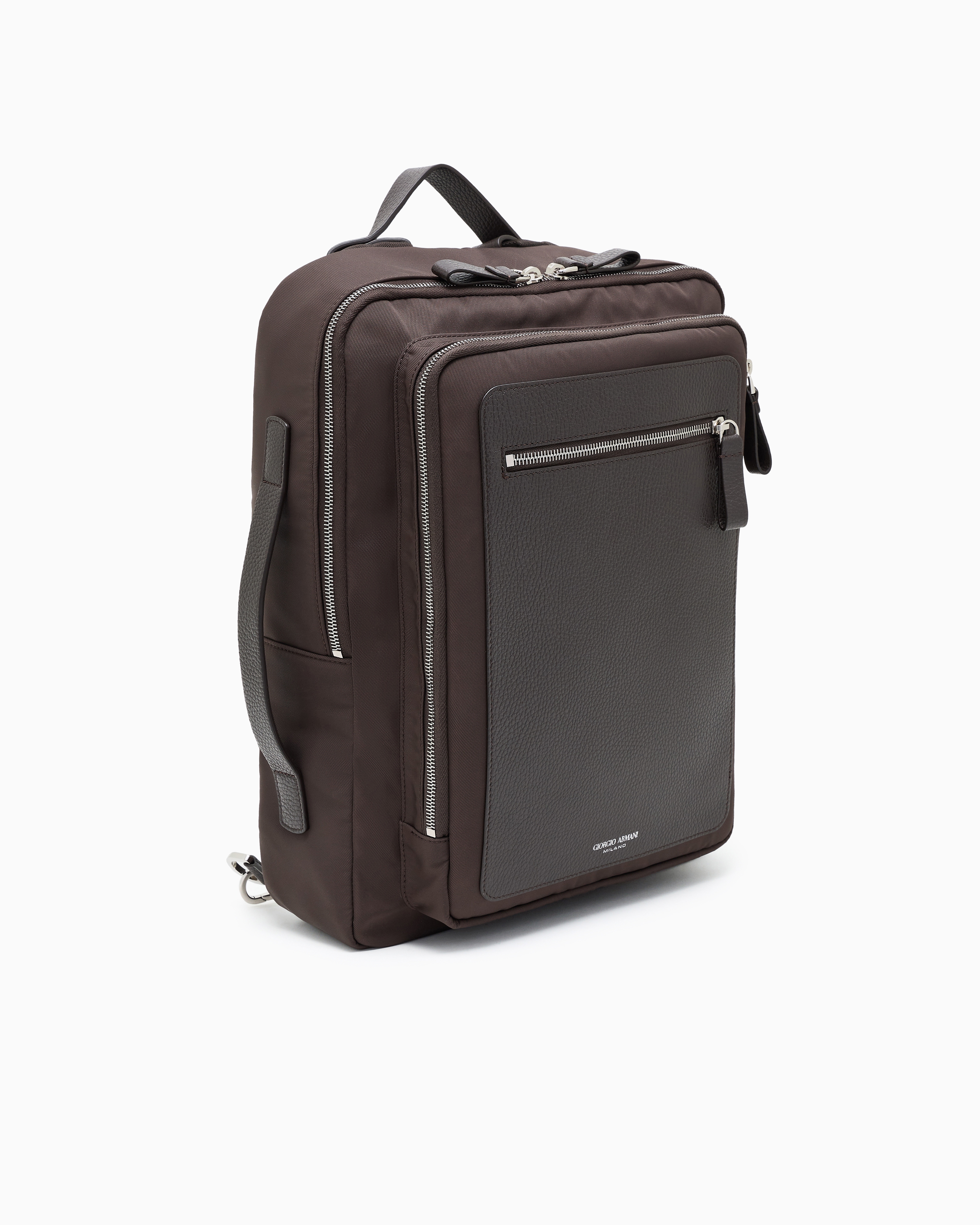 Giorgio Armani Asv Nylon And Pebbled-leather Backpack