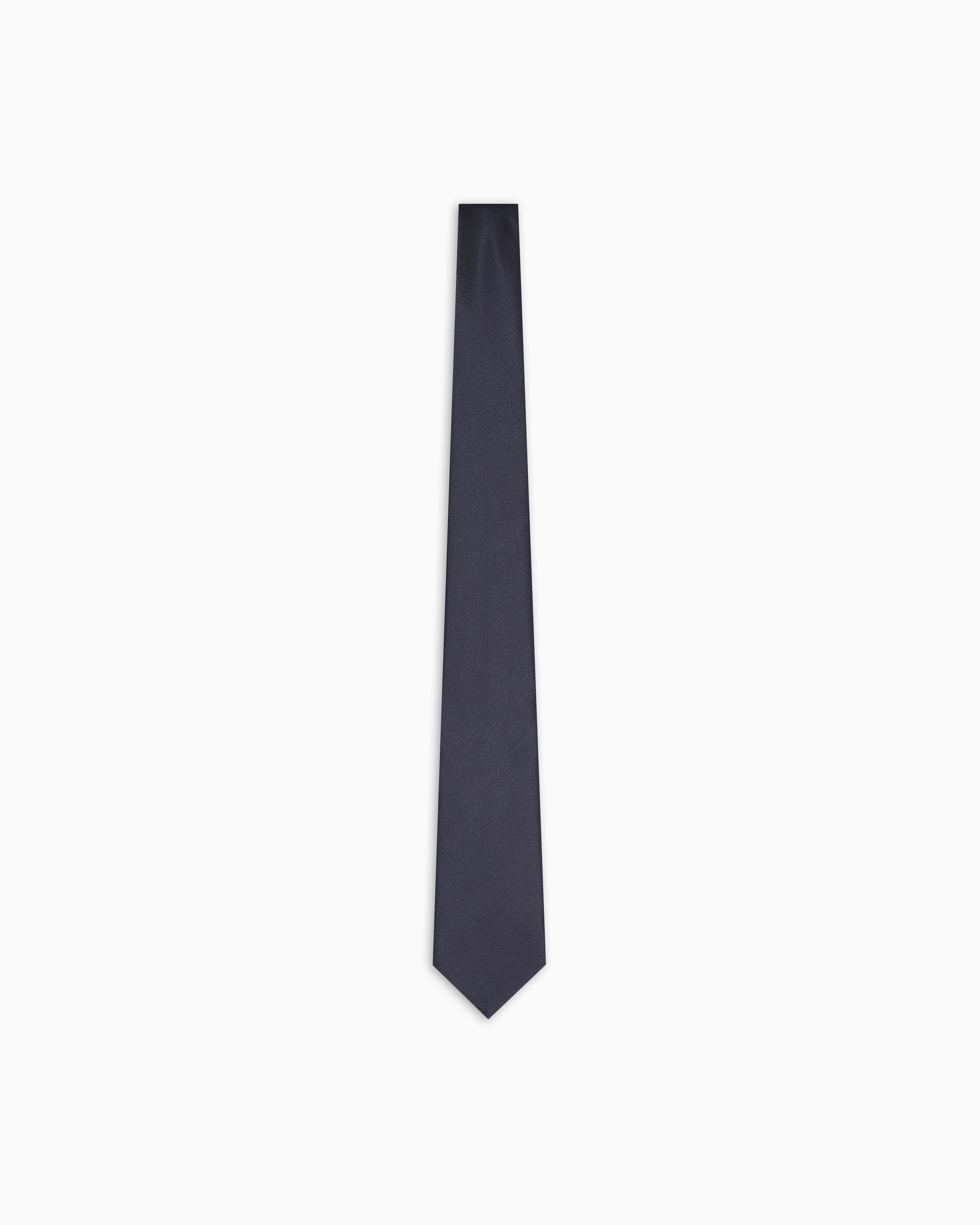 Emporio Armani - Ottoman-style pure silk tie, Man, Navy Blue, Size: TU