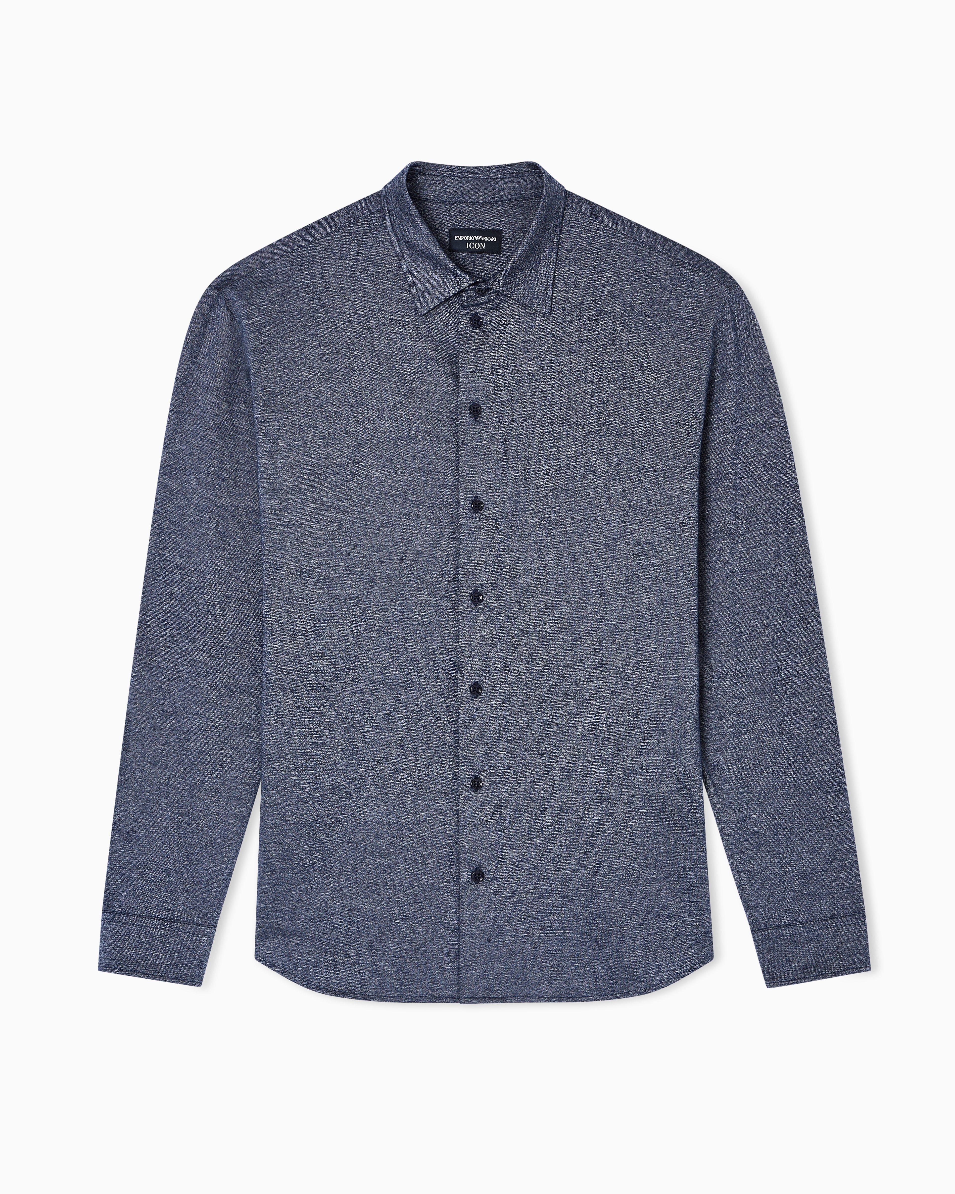 Emporio Armani Textured Long-sleeves Shirt In Gray