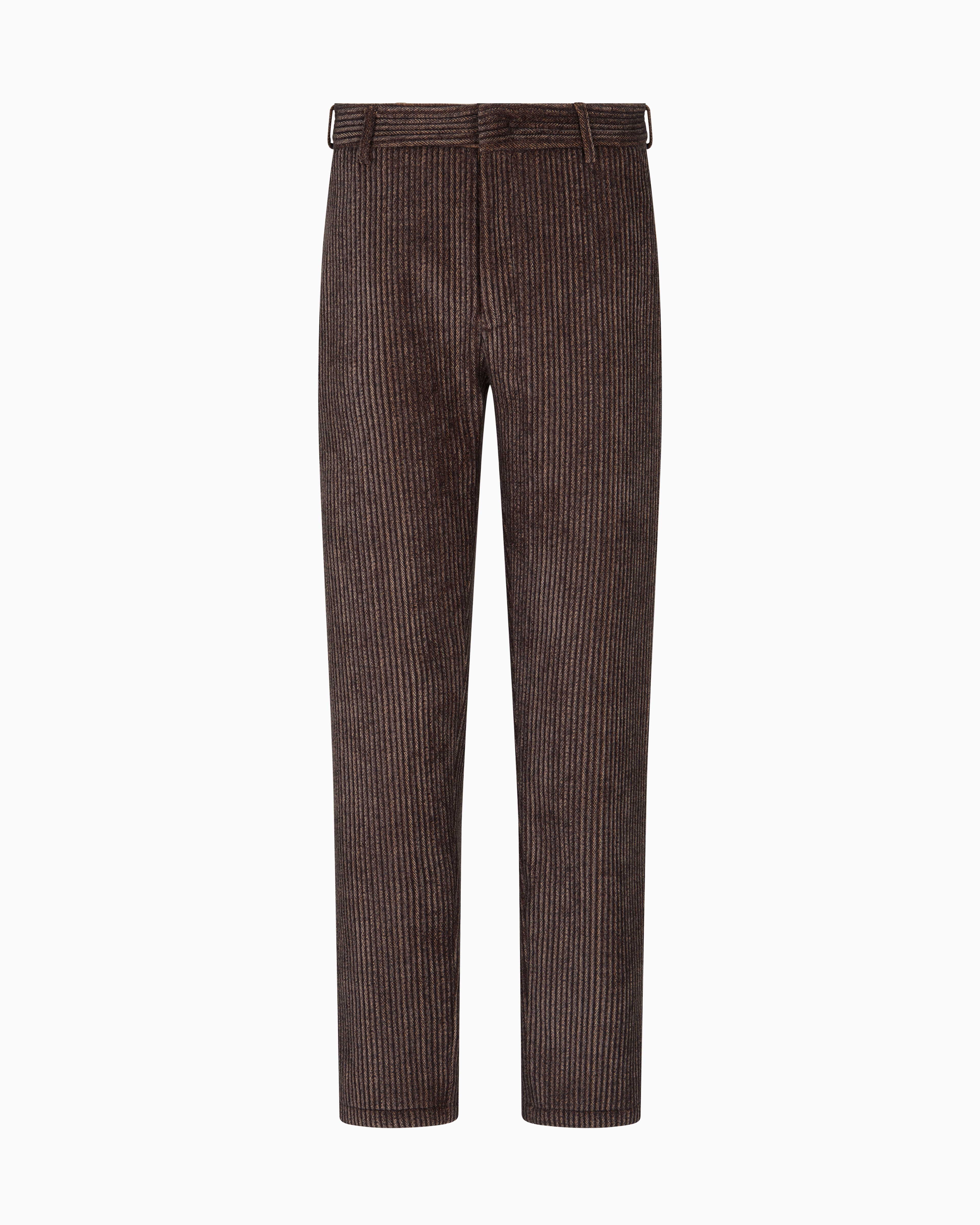 Emporio Armani - Printed corduroy trousers, Man, Brown, Size: