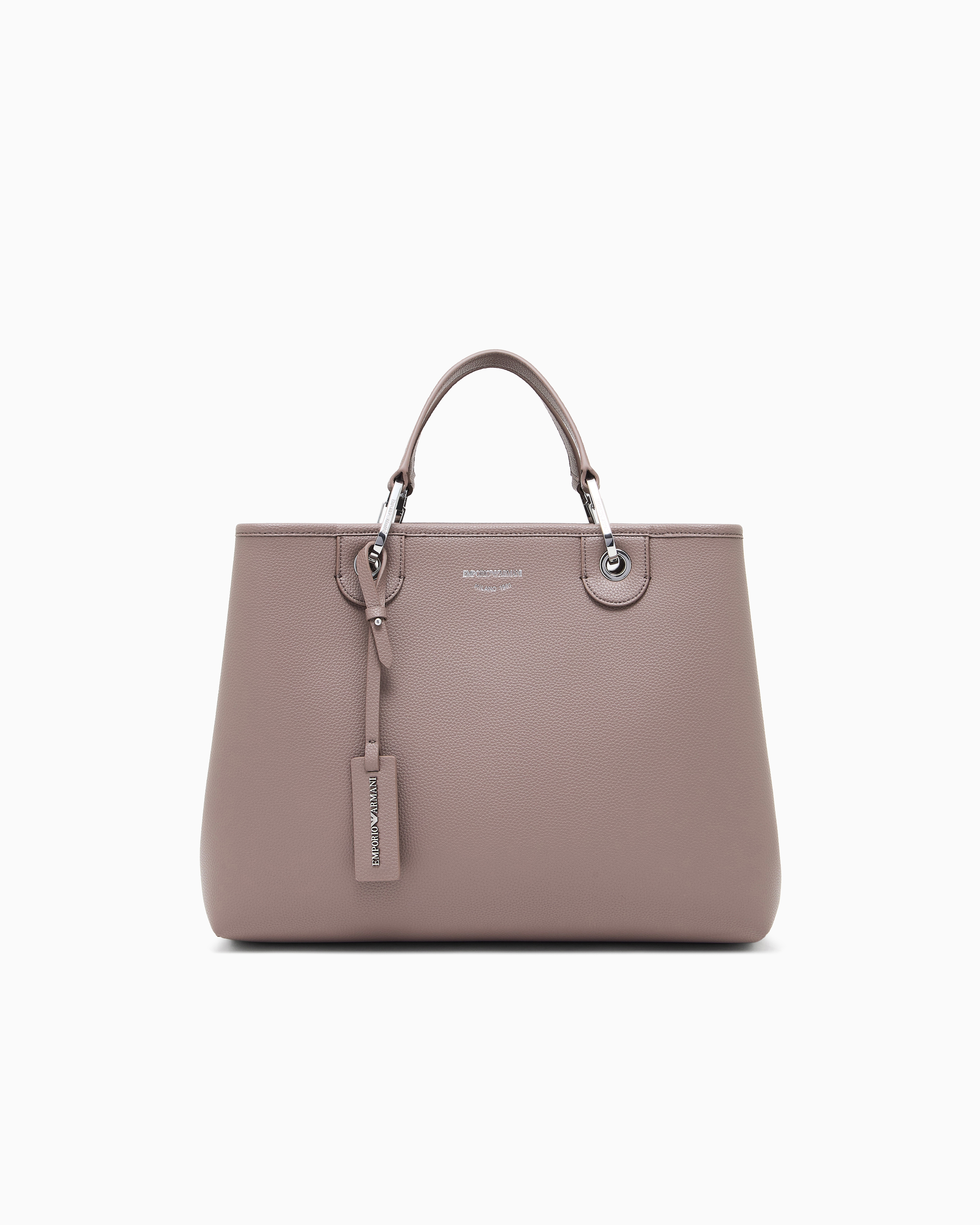 Emporio Armani - Medium MyEA shopper bag with deer print, Woman, Camel, Size: TU