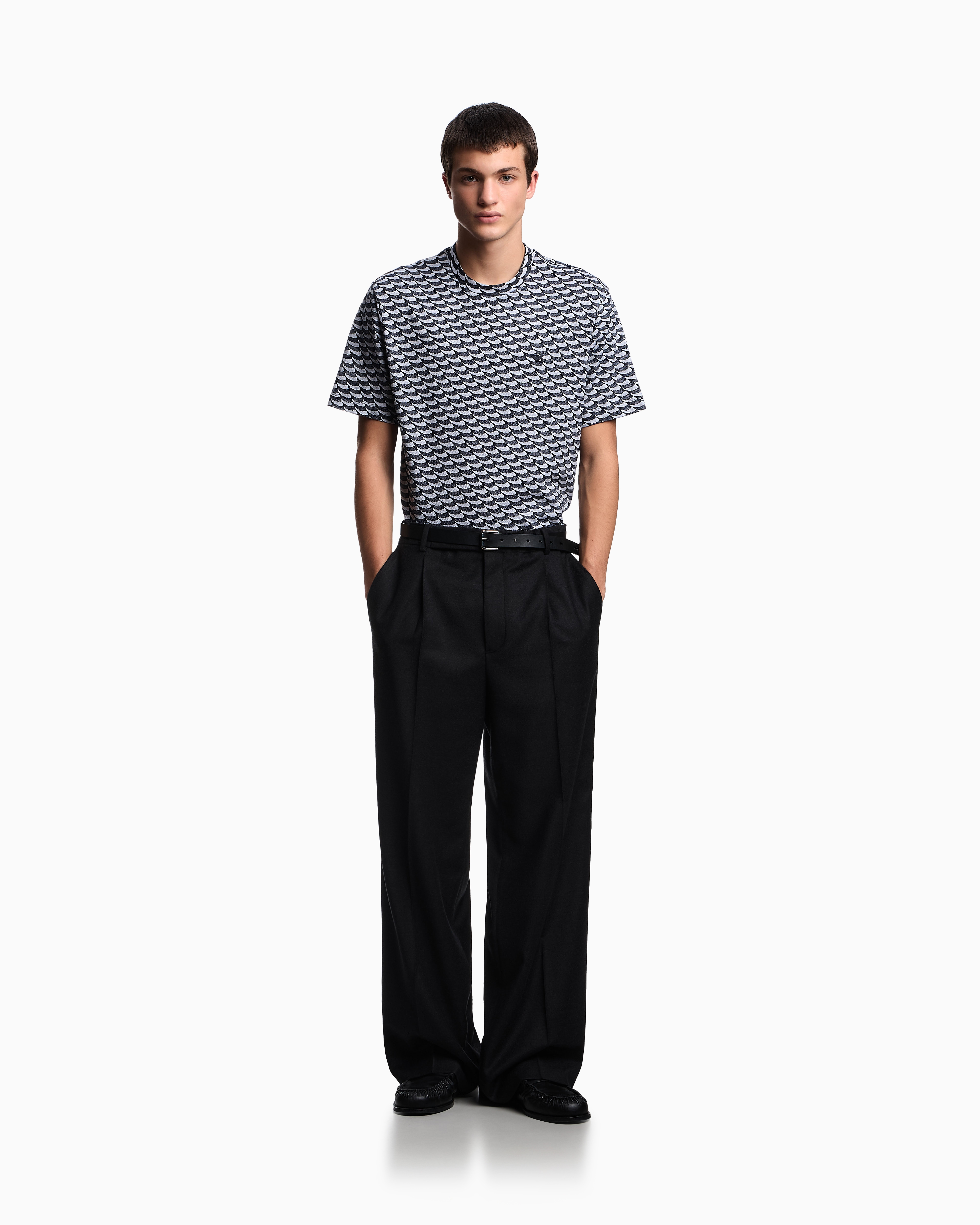 Emporio Armani Asv Icon Jacquard Jersey Jumper With Op-art Motif