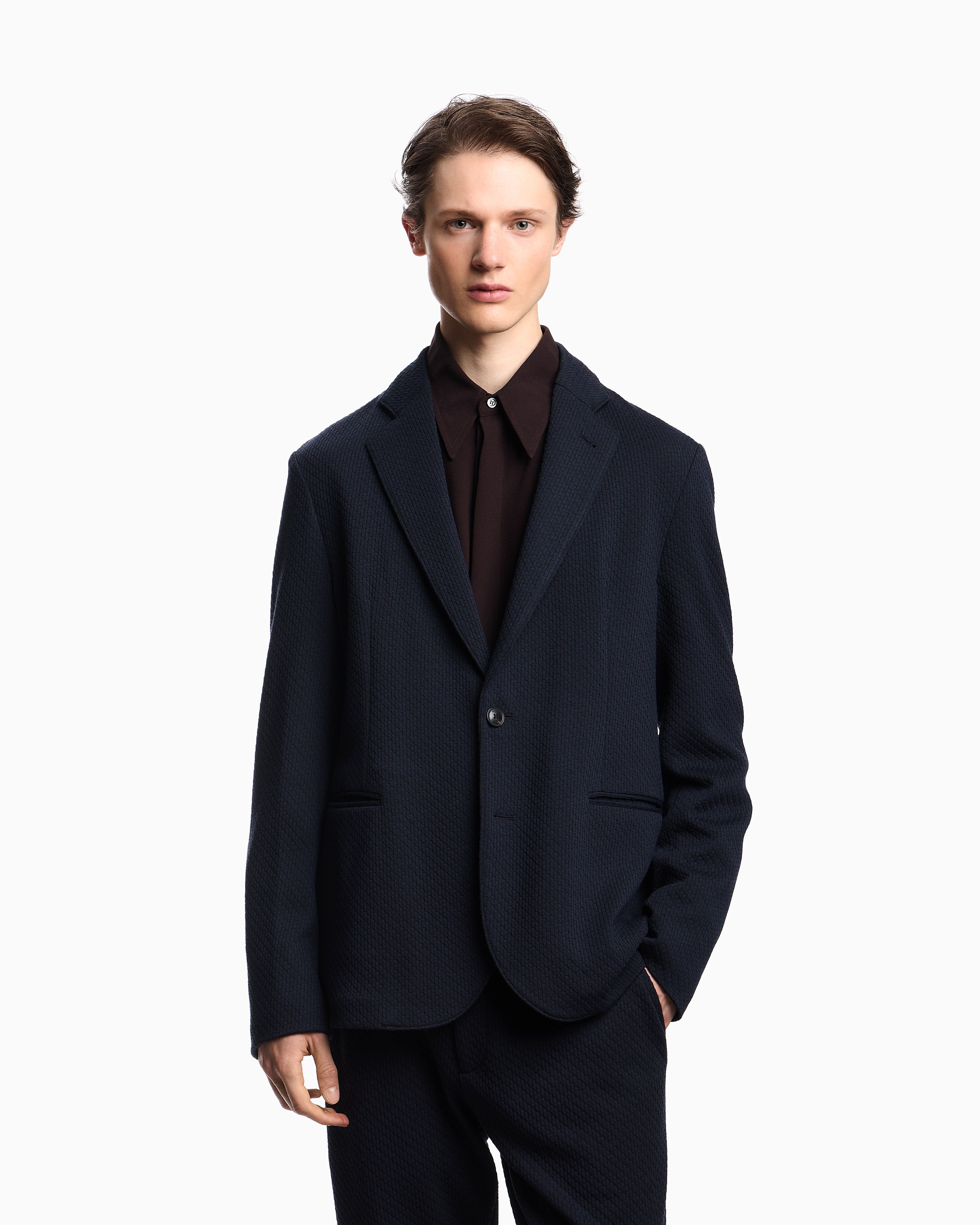 EMPORIO ARMANI MATT LINE ニット ダブルジャケット 50 EMPORIO ARMANI MATT LINE ニット ダブルジャケット 50