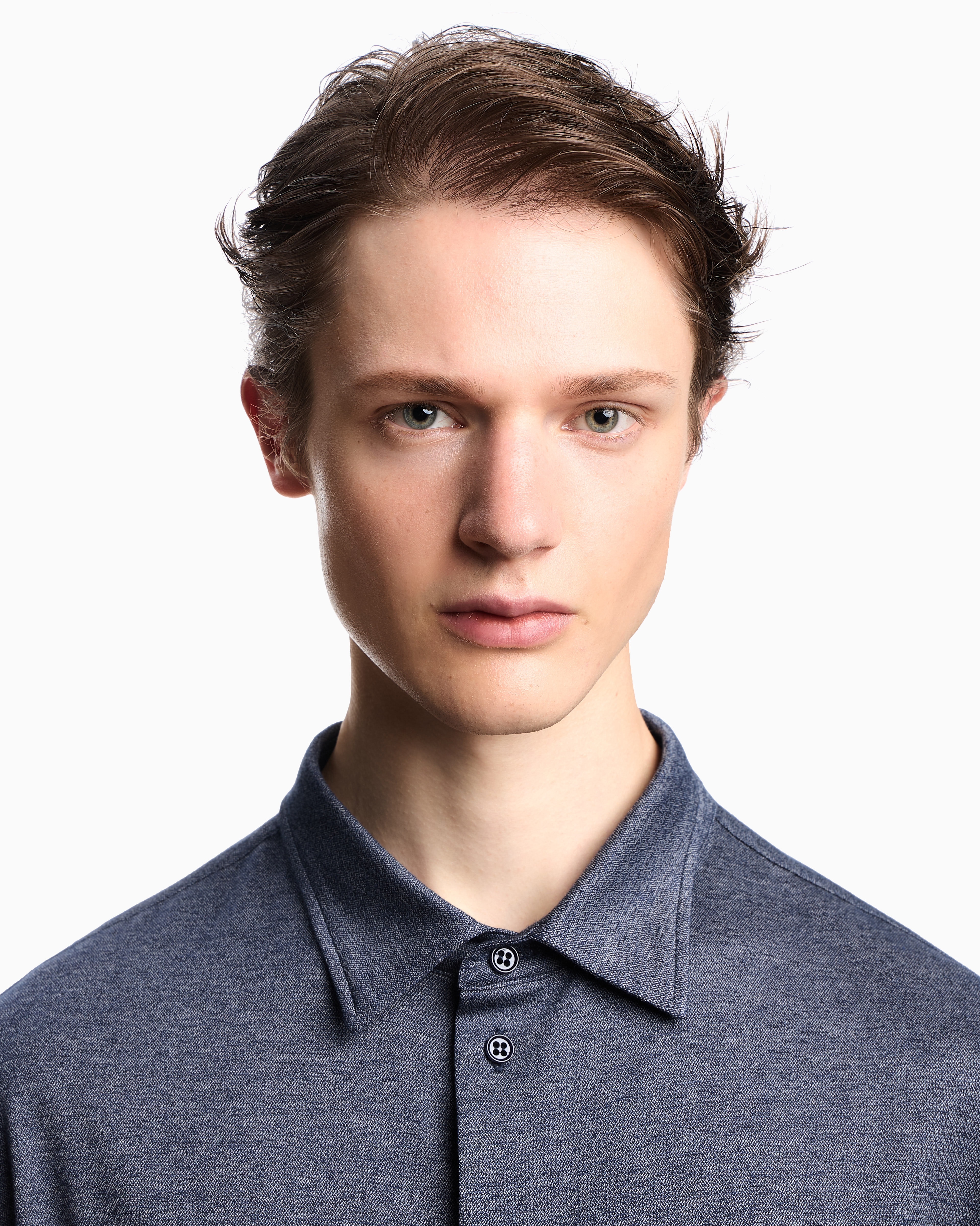 Emporio Armani Textured Long-sleeves Shirt In Gray
