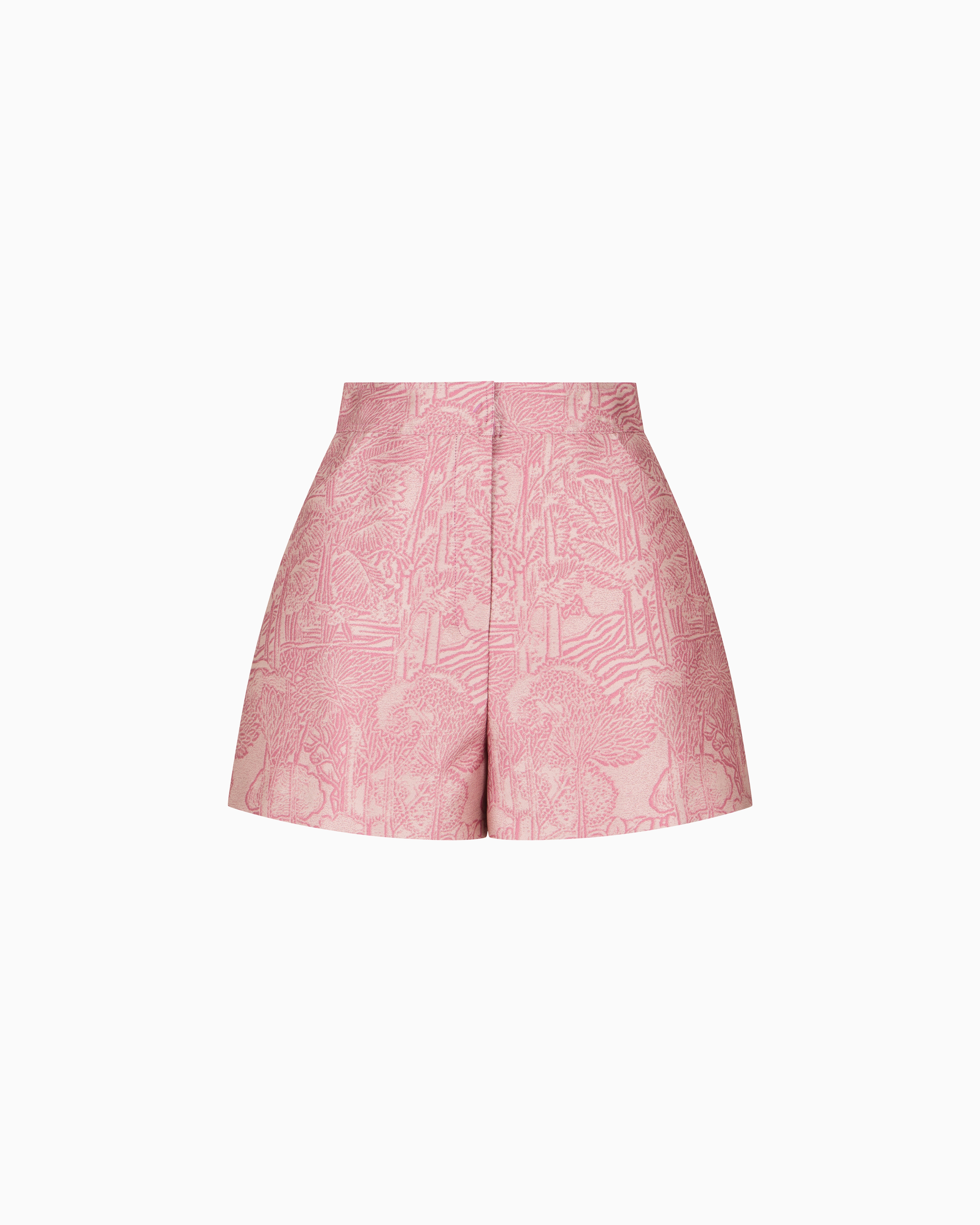 Emporio Armani - Jacquard shorts with an exotic motif, Woman, Pink, Size: