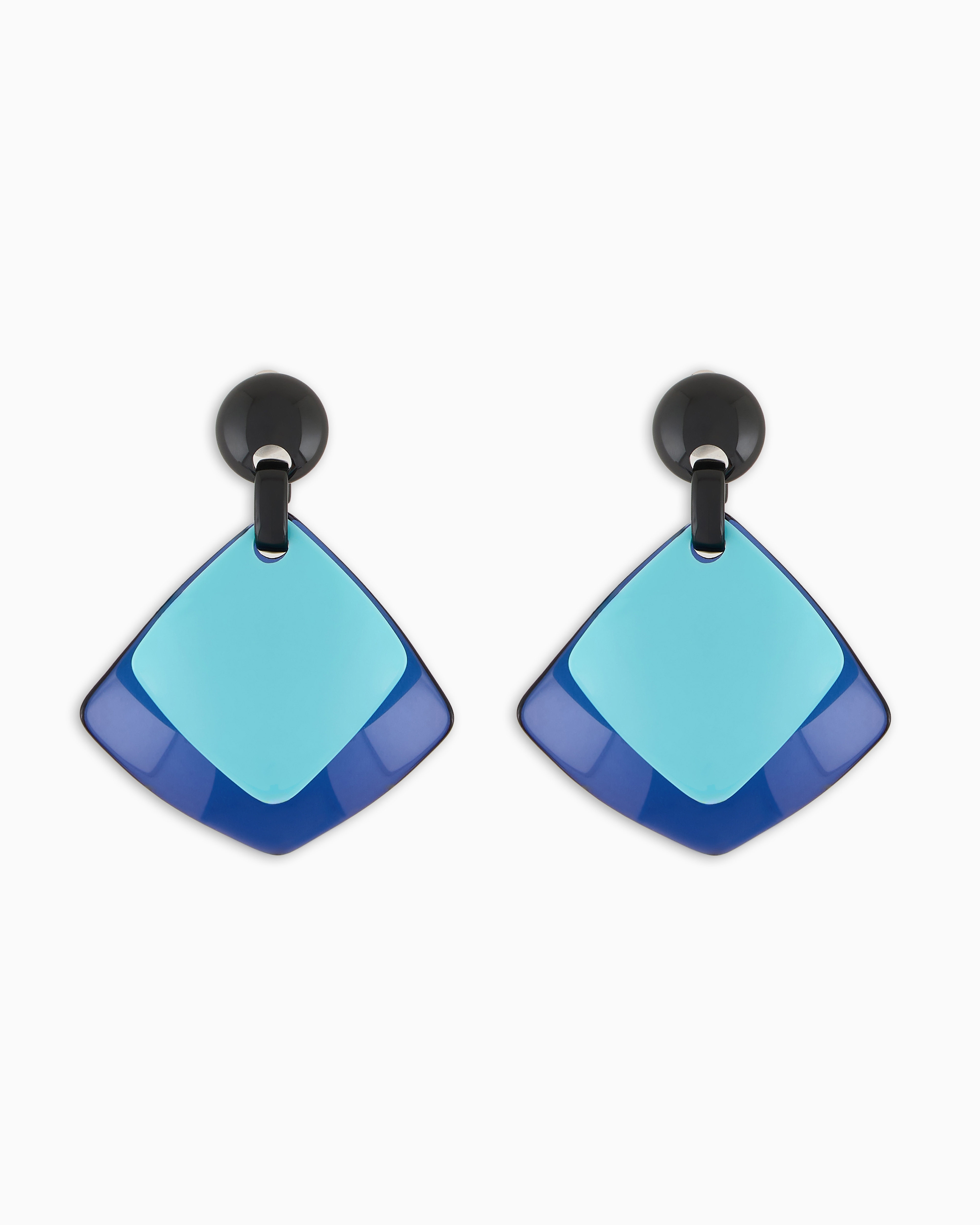 Emporio Armani - Butterfly two-tone oversized pendant earrings, Woman, Blue, Size: TU