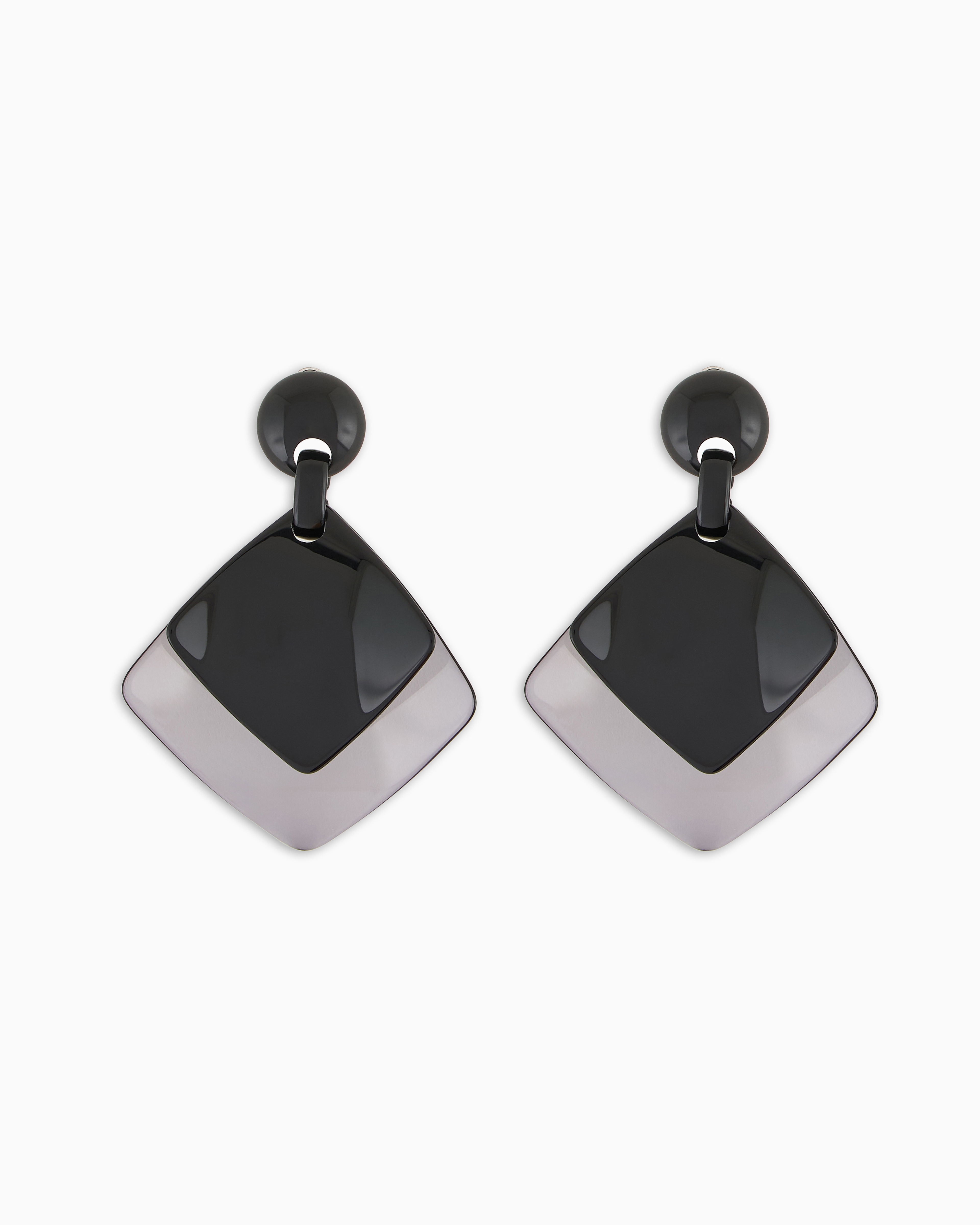 Emporio Armani - Butterfly two-tone oversized pendant earrings, Woman, Black, Size: TU