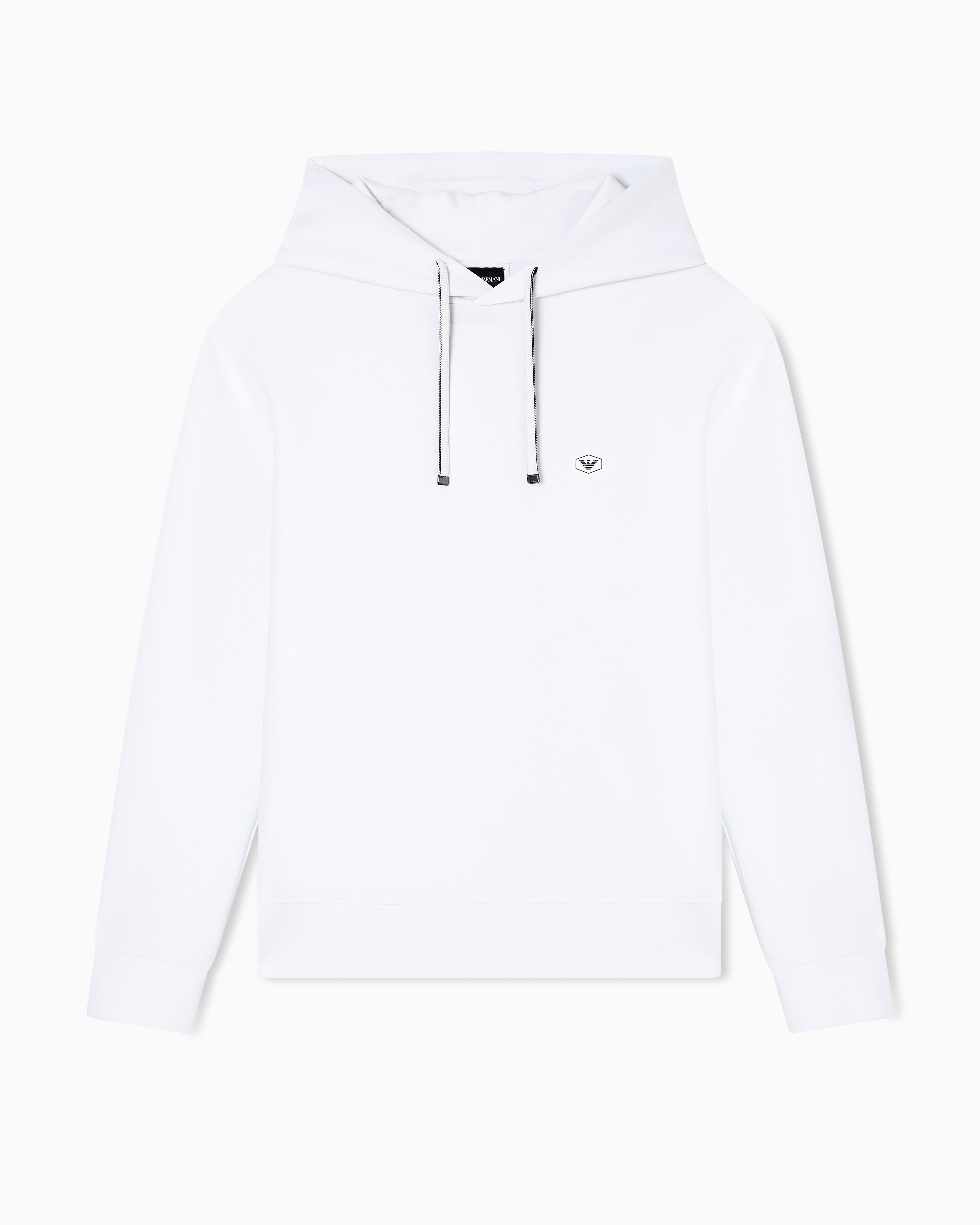 Emporio Armani - Hooded sweatshirt with micro logo patch, Man, White, Size: