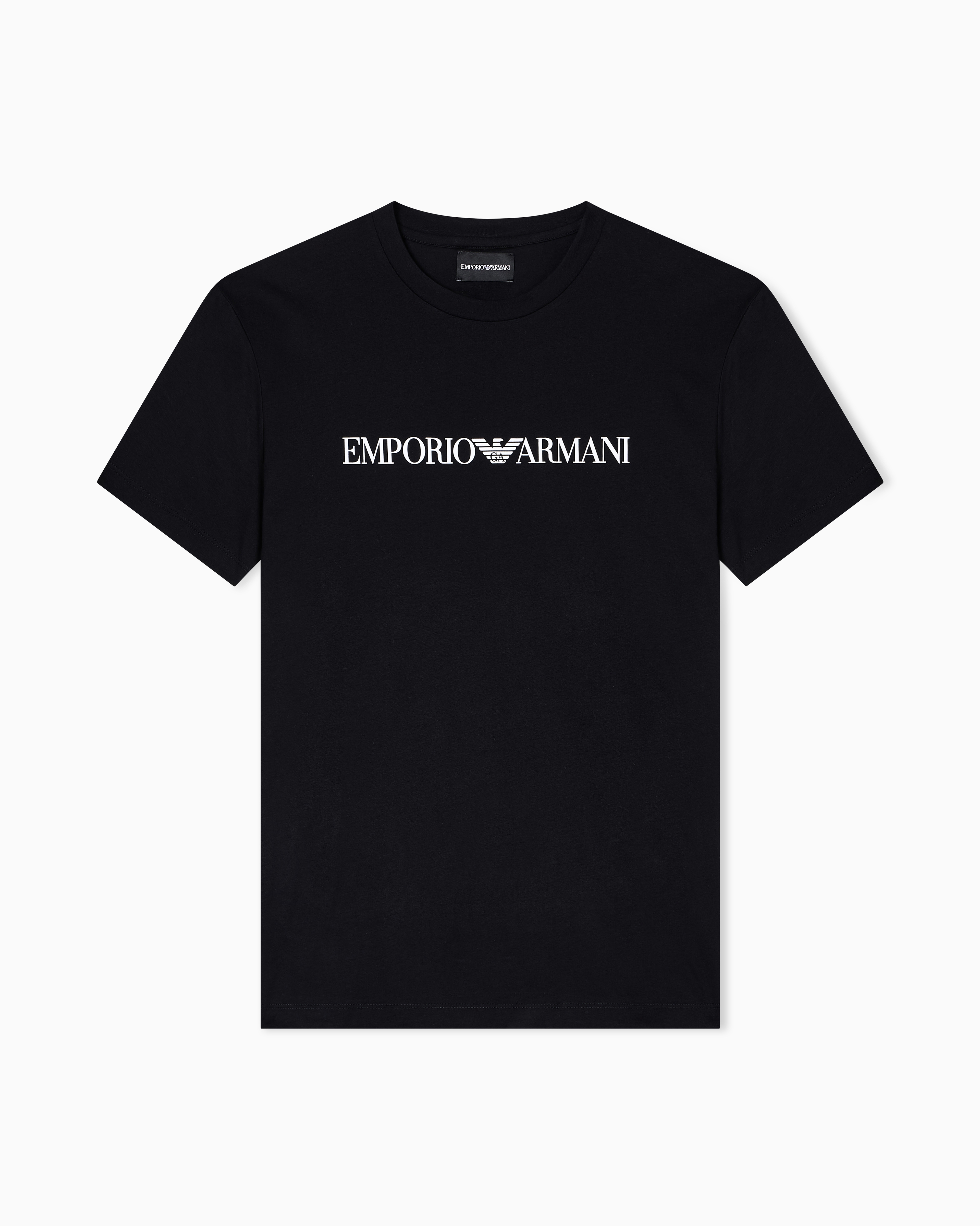 Emporio Armani - Pima-jersey T-shirt with logo print, Man, Black, Size:
