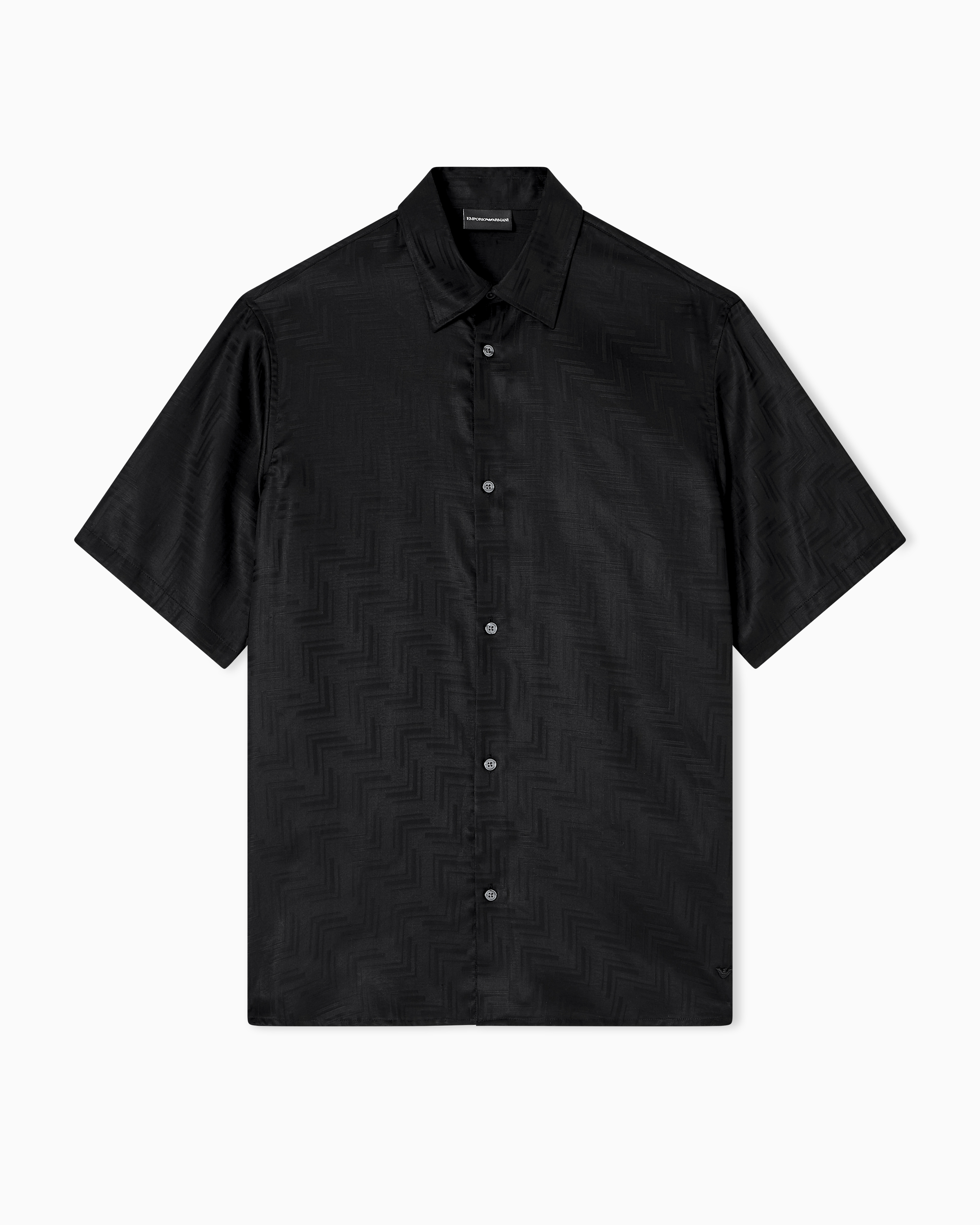 Emporio Armani Asv Short-sleeved Shirt In Jacquard Lyocell