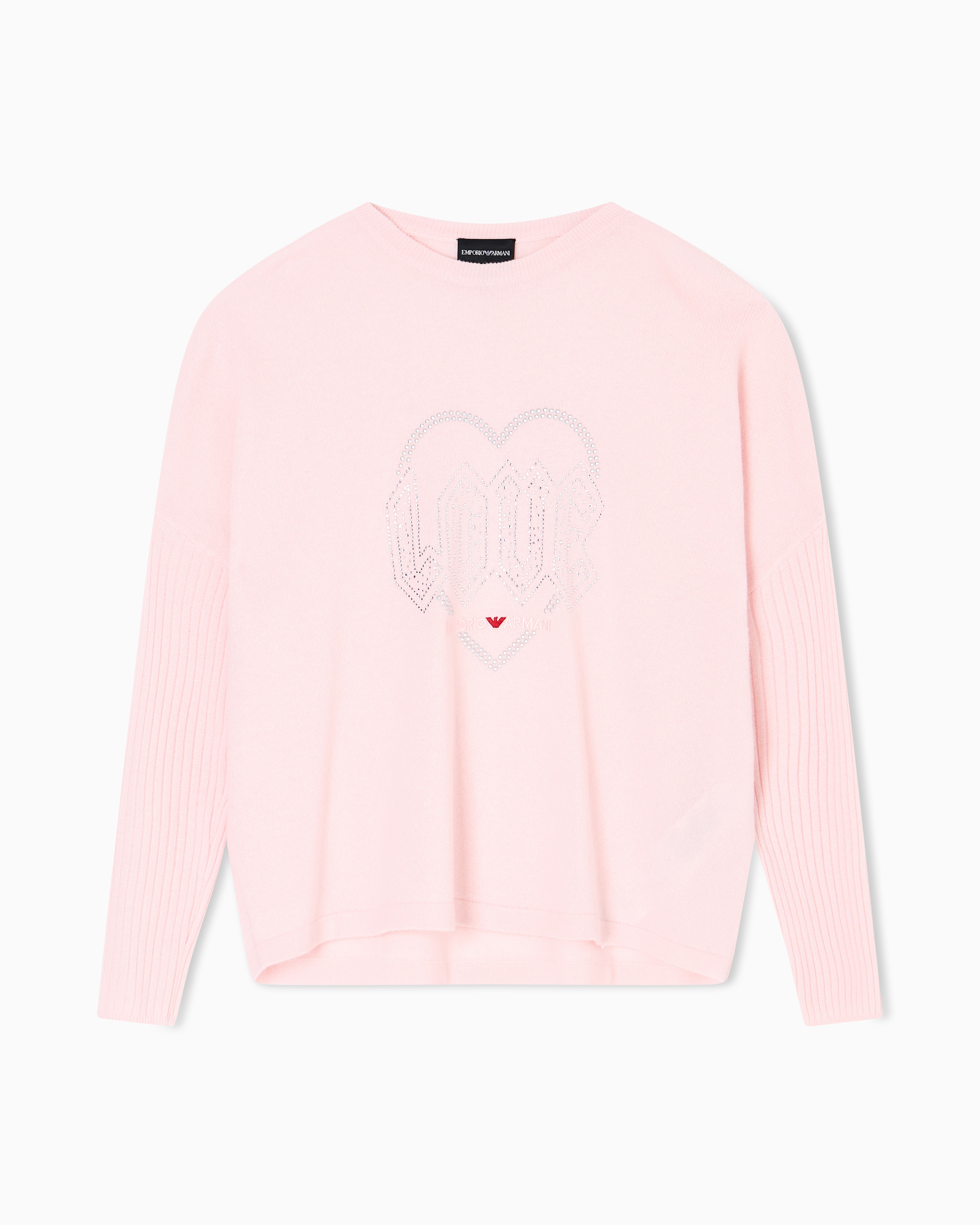 Emporio Armani Pull En Laine Vierge Avec Strass Capsule Saint-valentin
