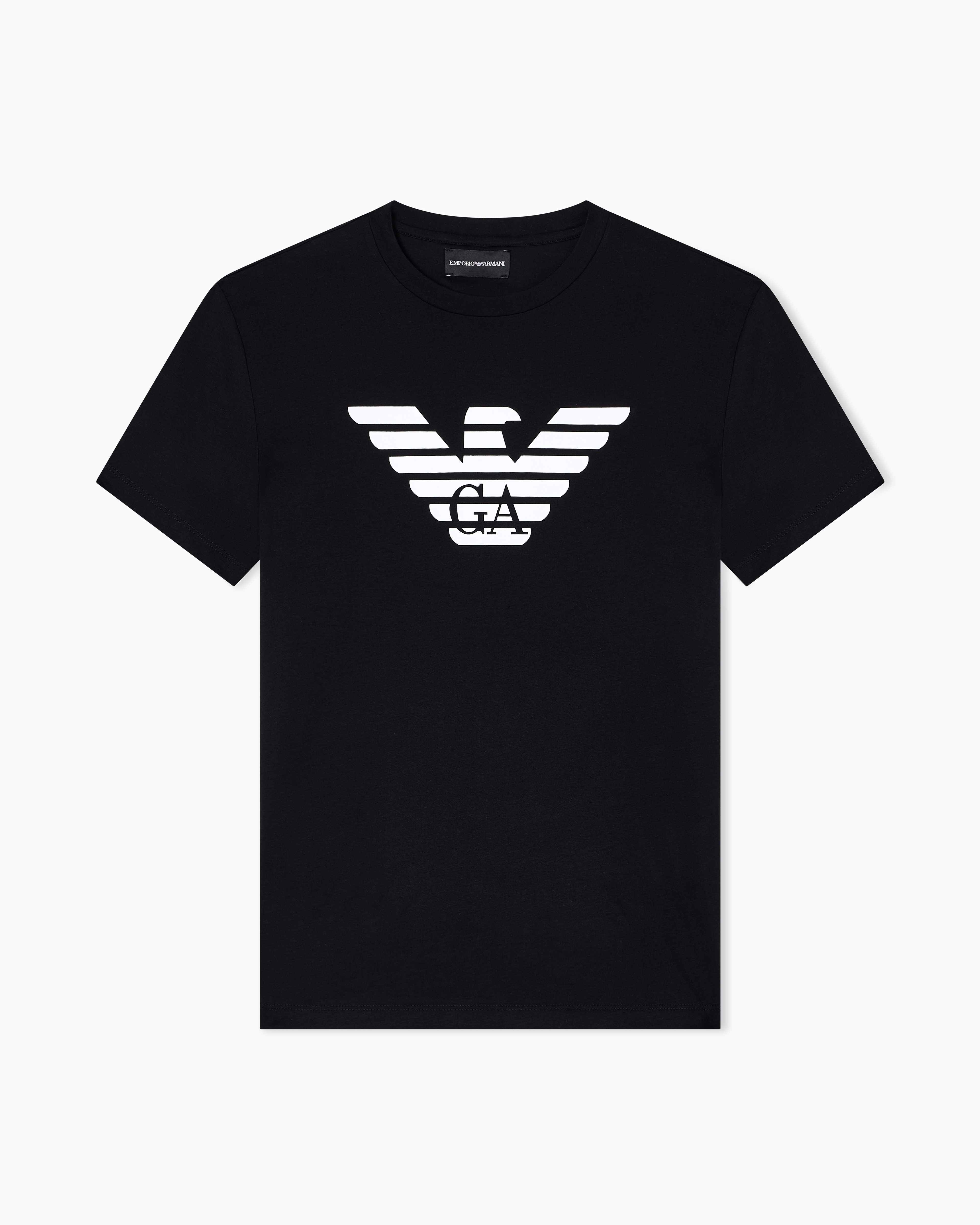Emporio Armani - Pima-jersey T-shirt with logo print, Man, Black, Size: