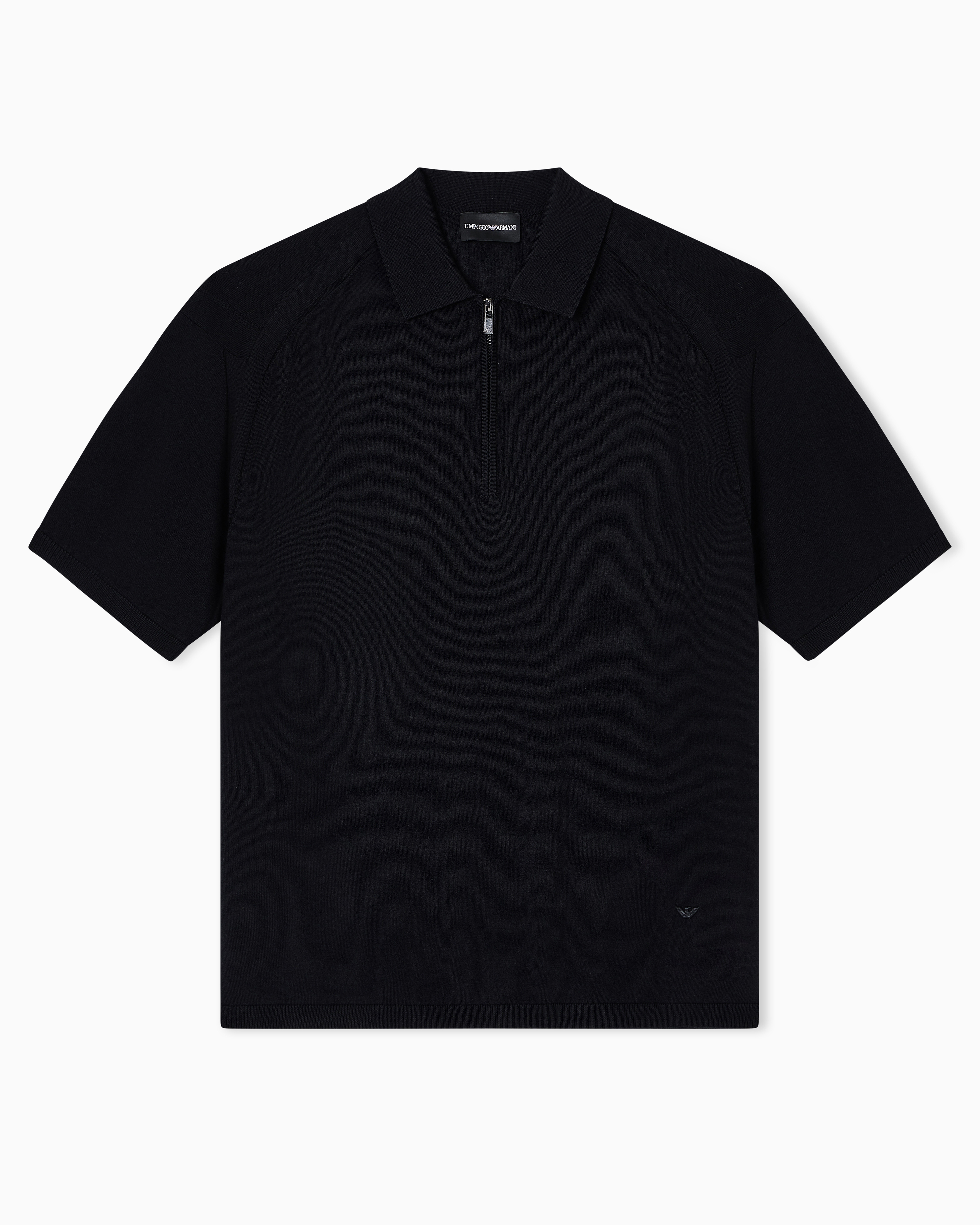 Emporio Armani Pull À Col Polo En Mélange De Laine Et Lyocell Ras Asv