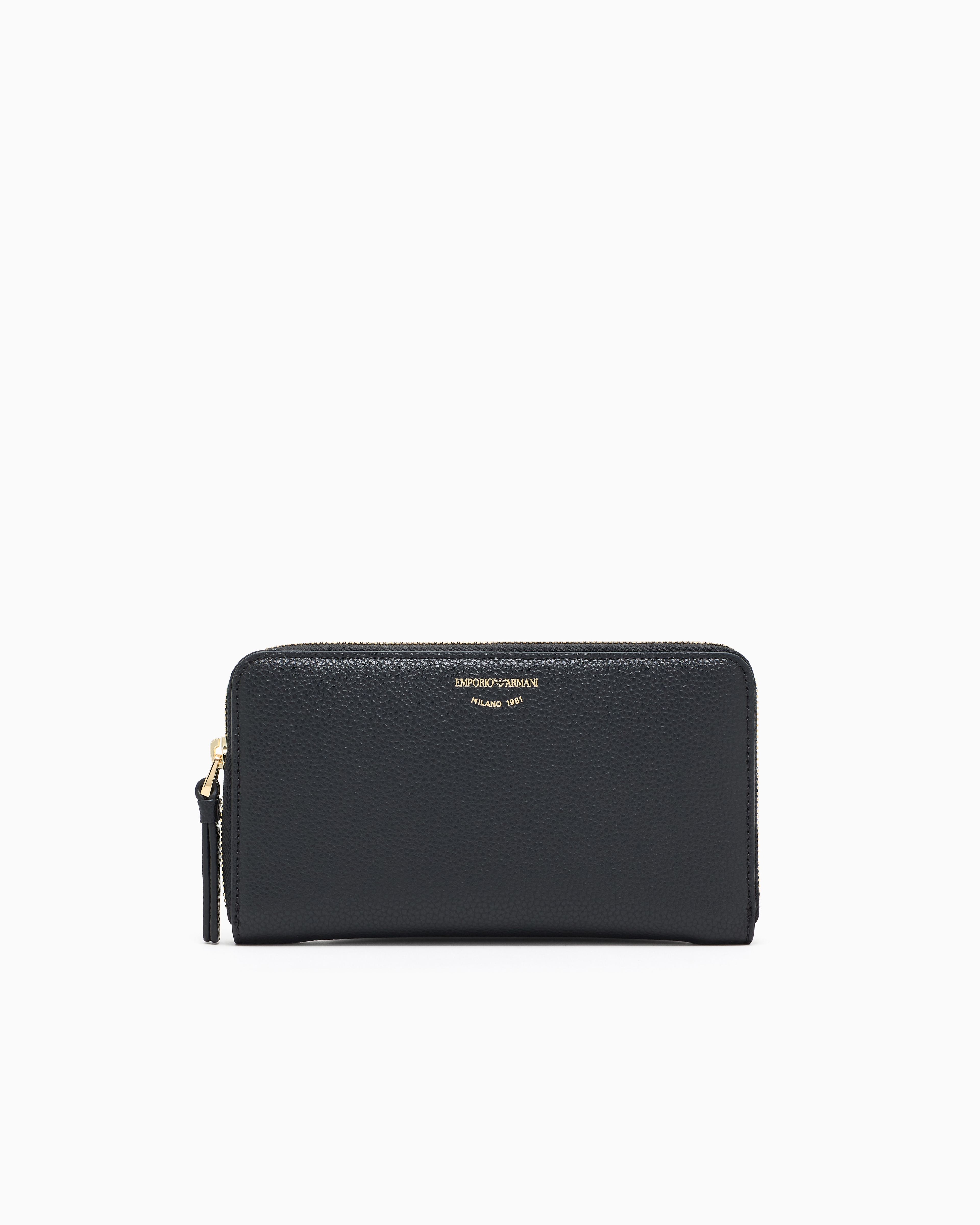 Emporio Armani - Deer-print MyEA wallet with wrap-around zip, Woman, Black, Size: TU