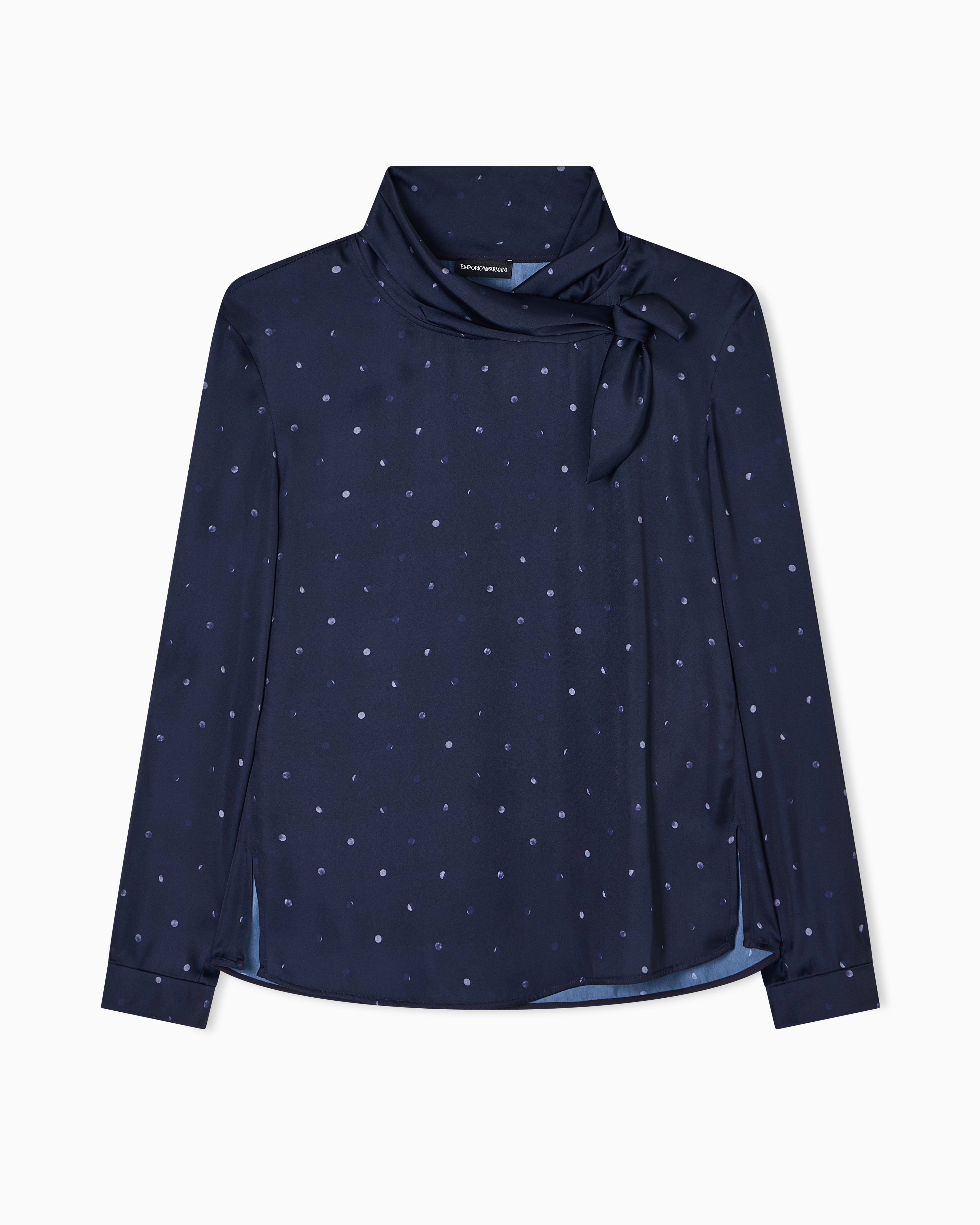 Emporio Armani Blouse À Col Foulard En Satin Avec Imprimé Pois