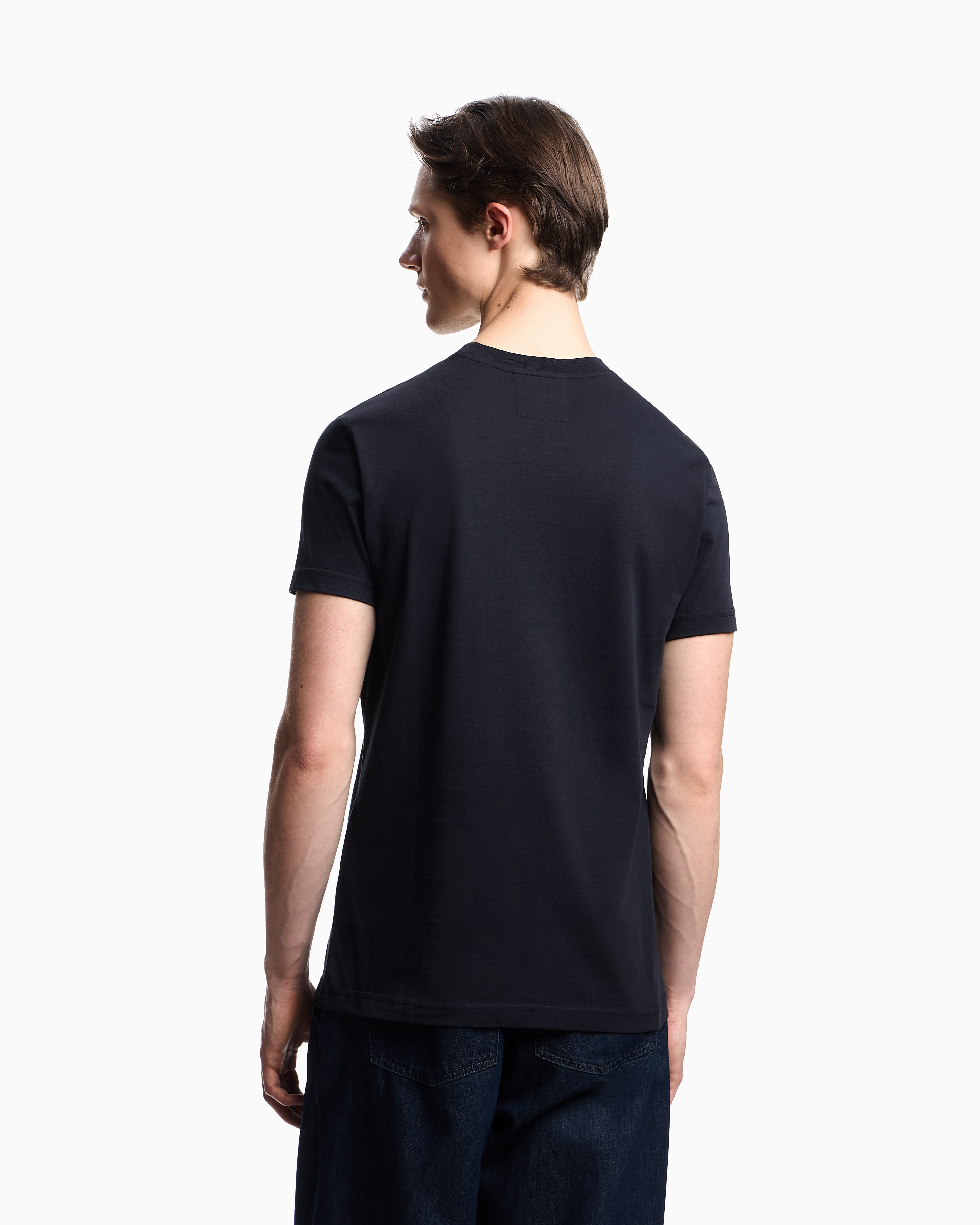 Supima jersey T-shirt with micro logo patch | Emporio Armani