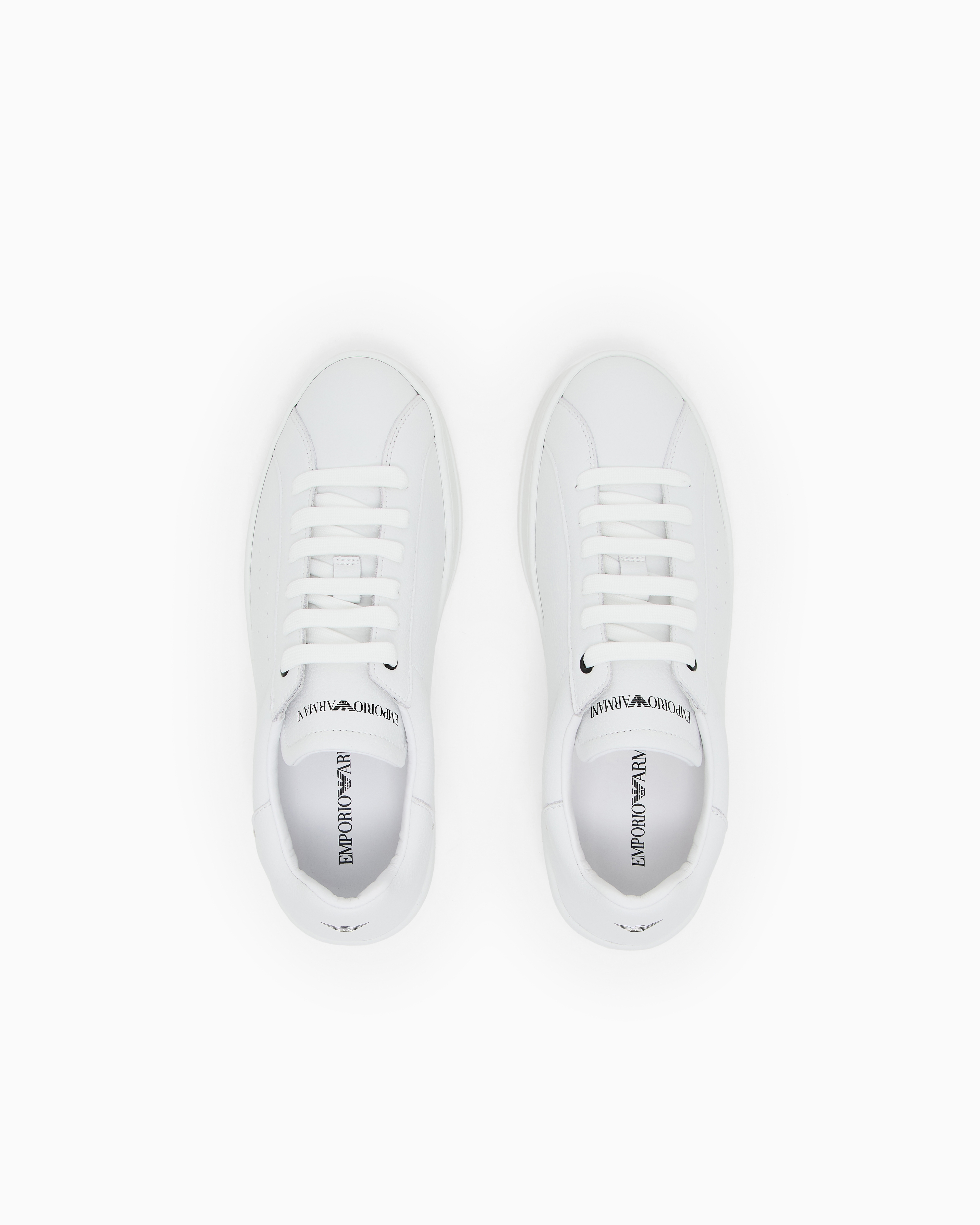 Emporio Armani - Leather sneakers with logo, Woman, White, Size: