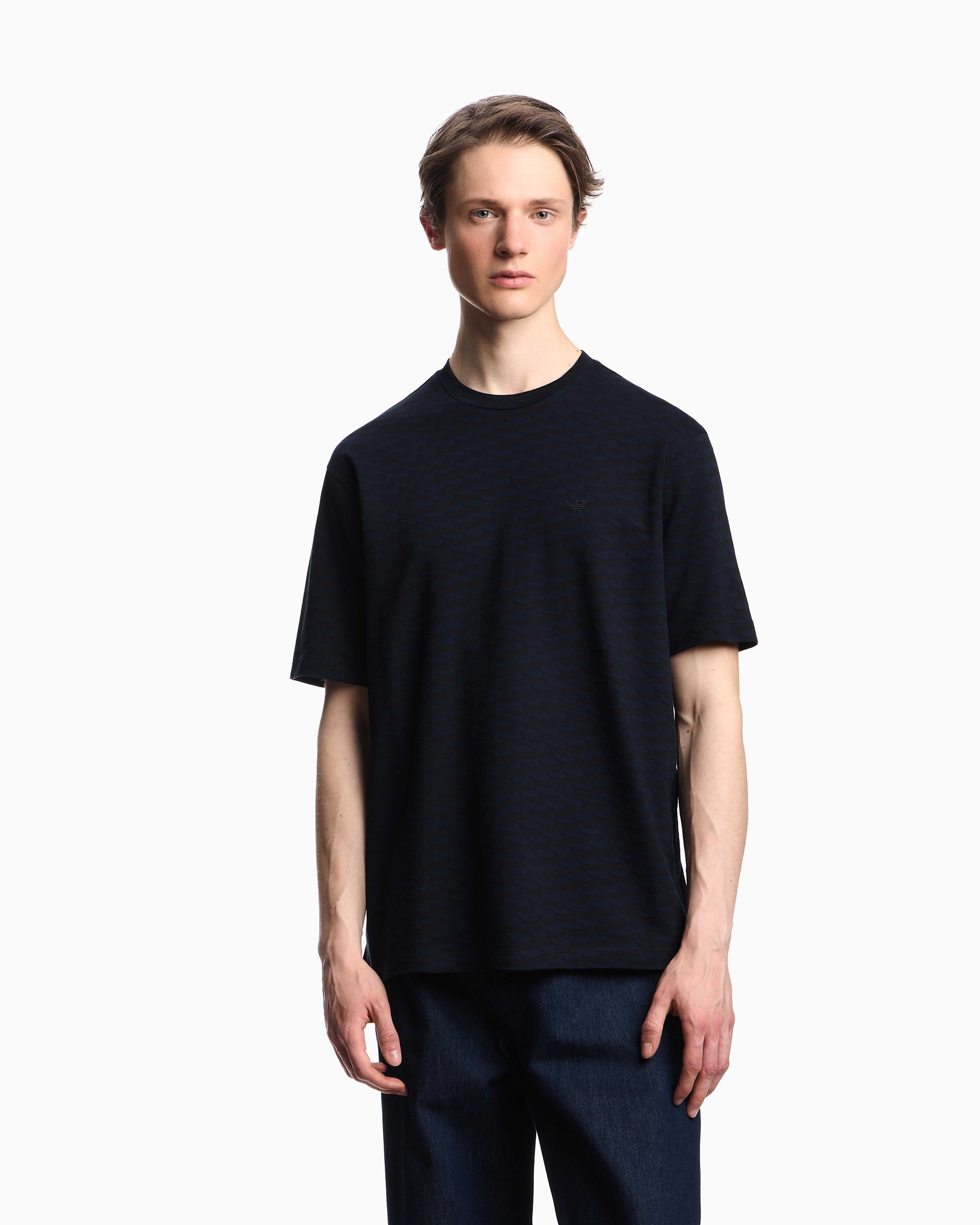 Emporio Armani Asv Icon Jacquard Jersey Jumper With Op-art Motif