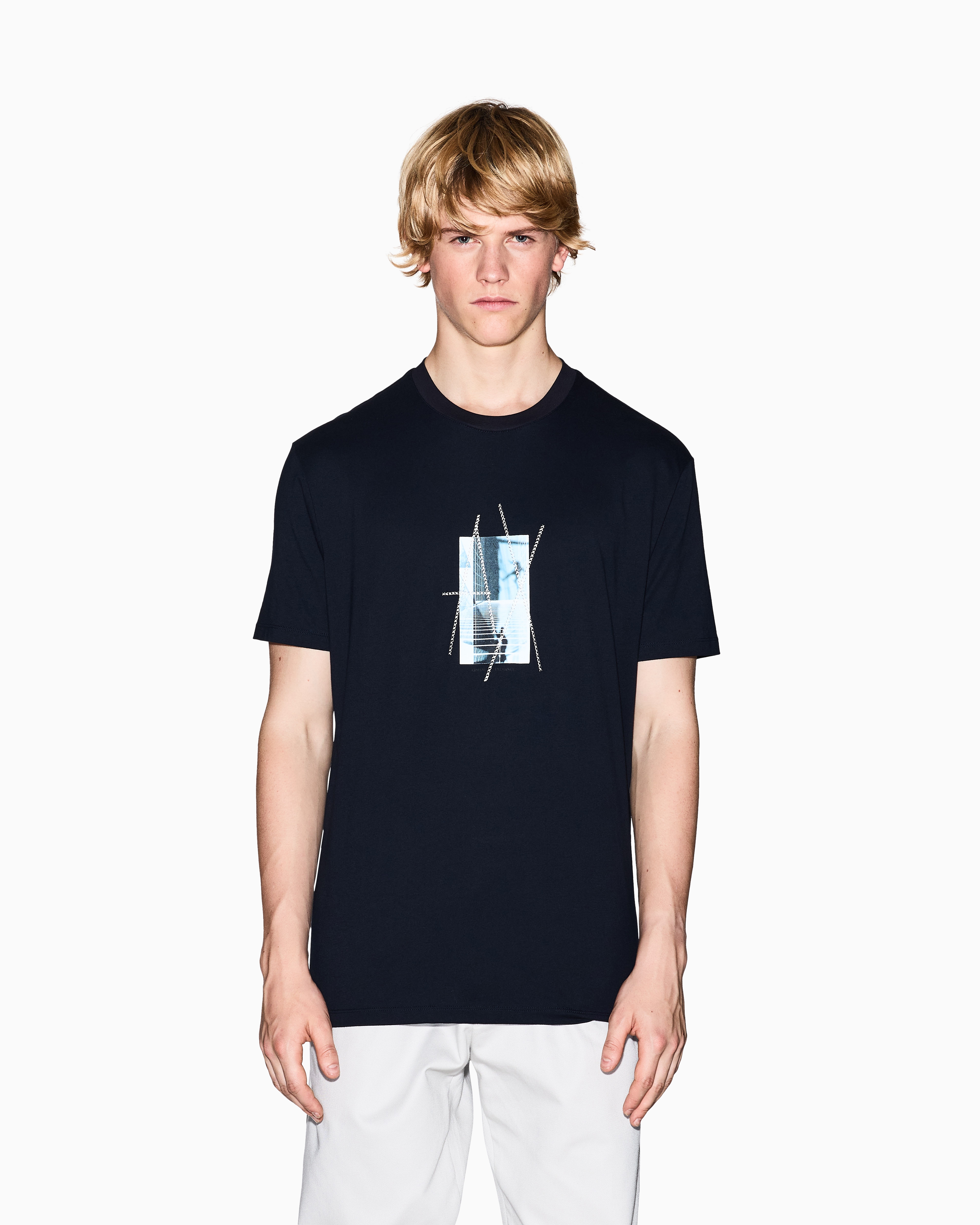 Tシャツ・カットソー ARMANI EXCHANGE Men T-shirt Blue XM000276AF12308 UB101 Armani Exchange Men's Slim Fit Cotton Jersey Classic Logo