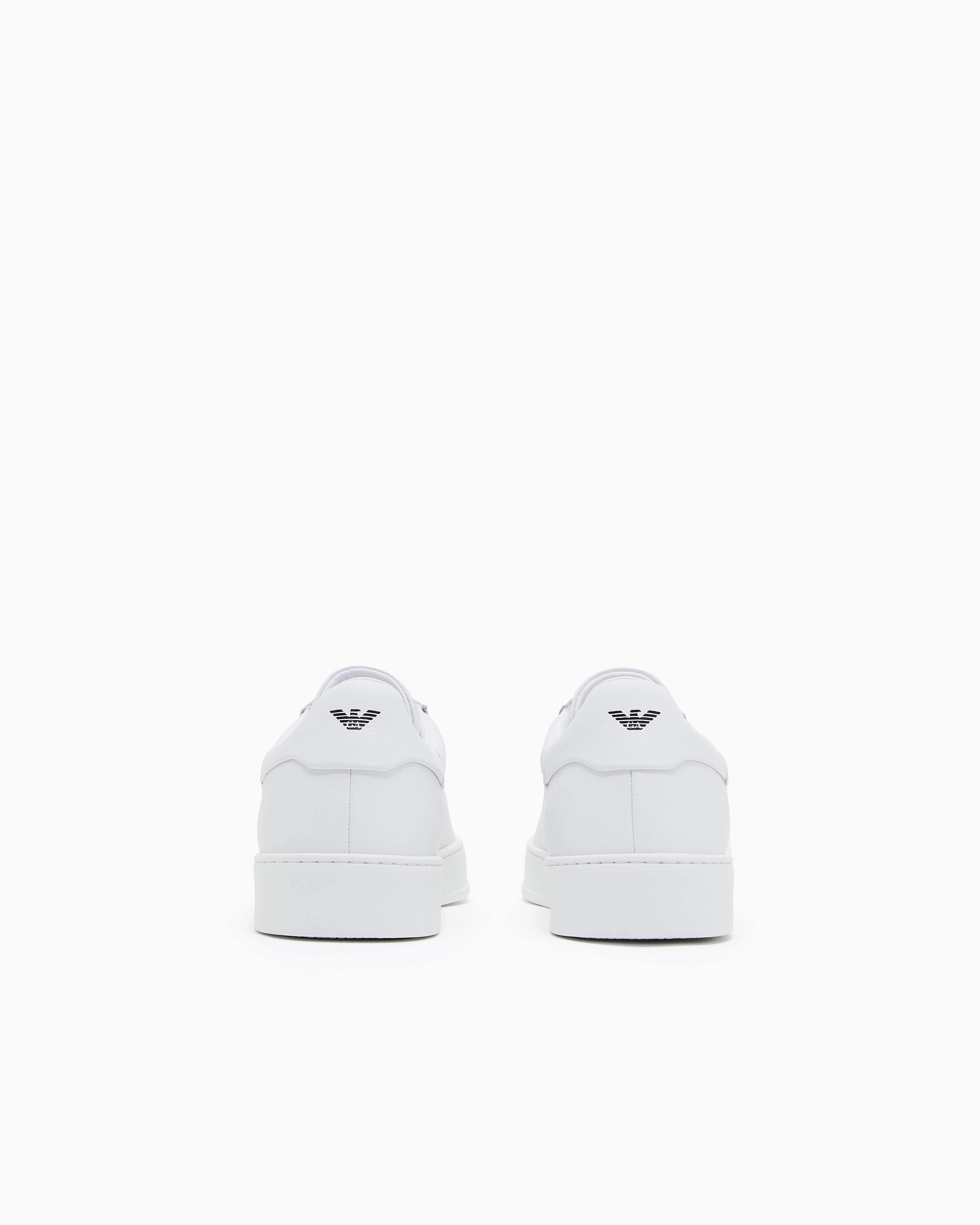 Emporio Armani - Leather sneakers with logo, Woman, White, Size: