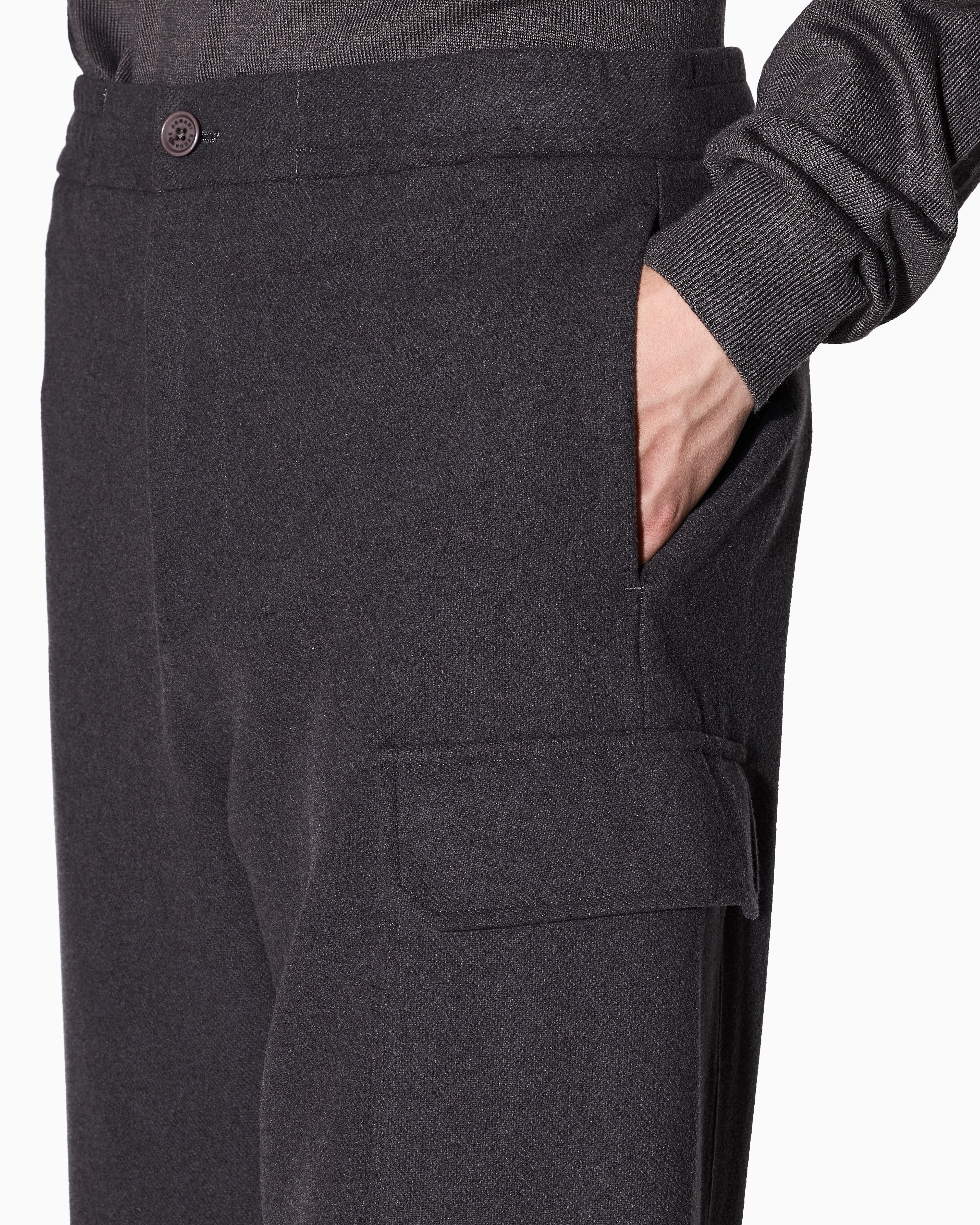 Armani Exchange - Wool Blend Cargo Pants, Man, Grey, Size: 33