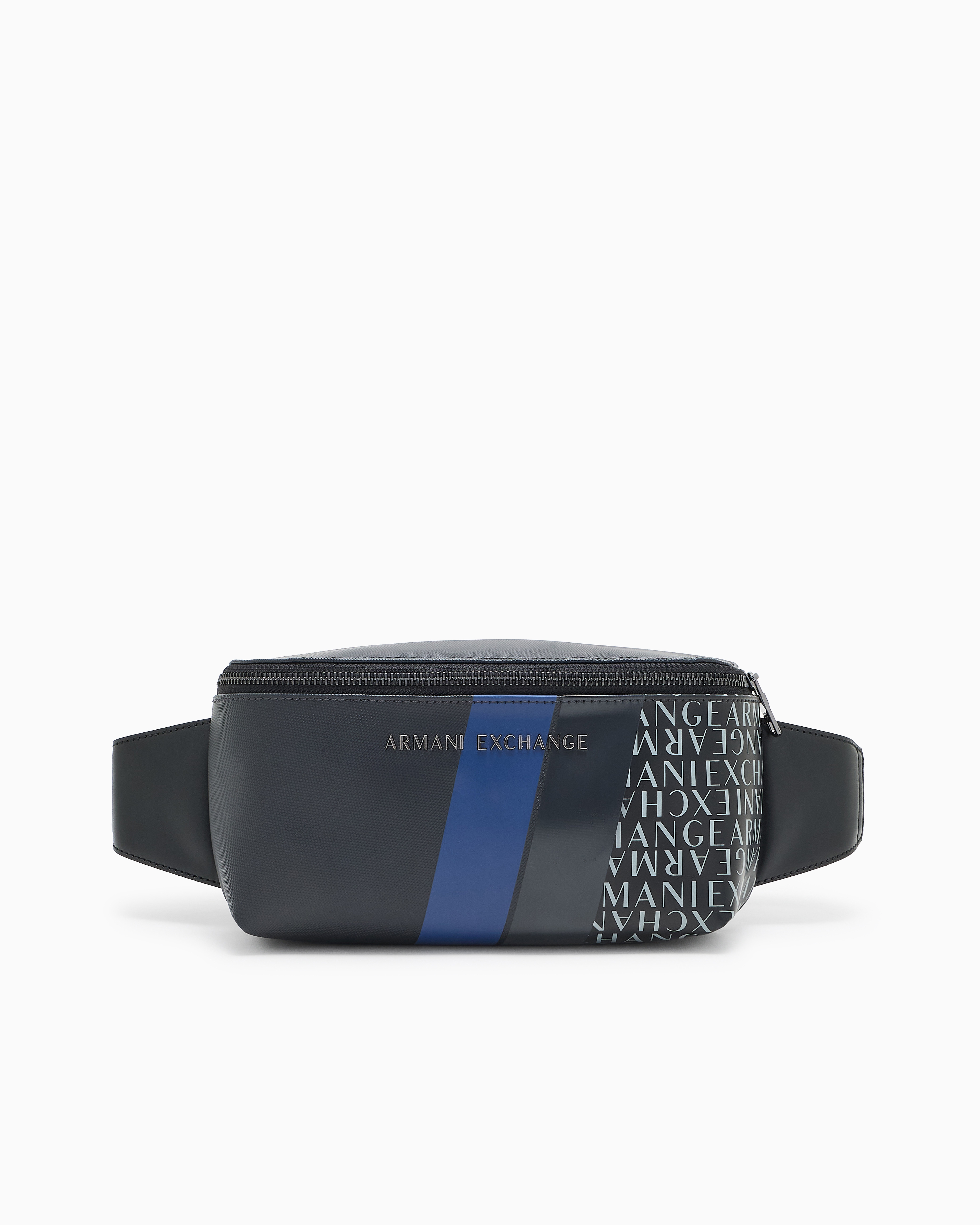 Armani Exchange - Monogram and Stripes Bum Bag, Man, Blue, Size: TU
