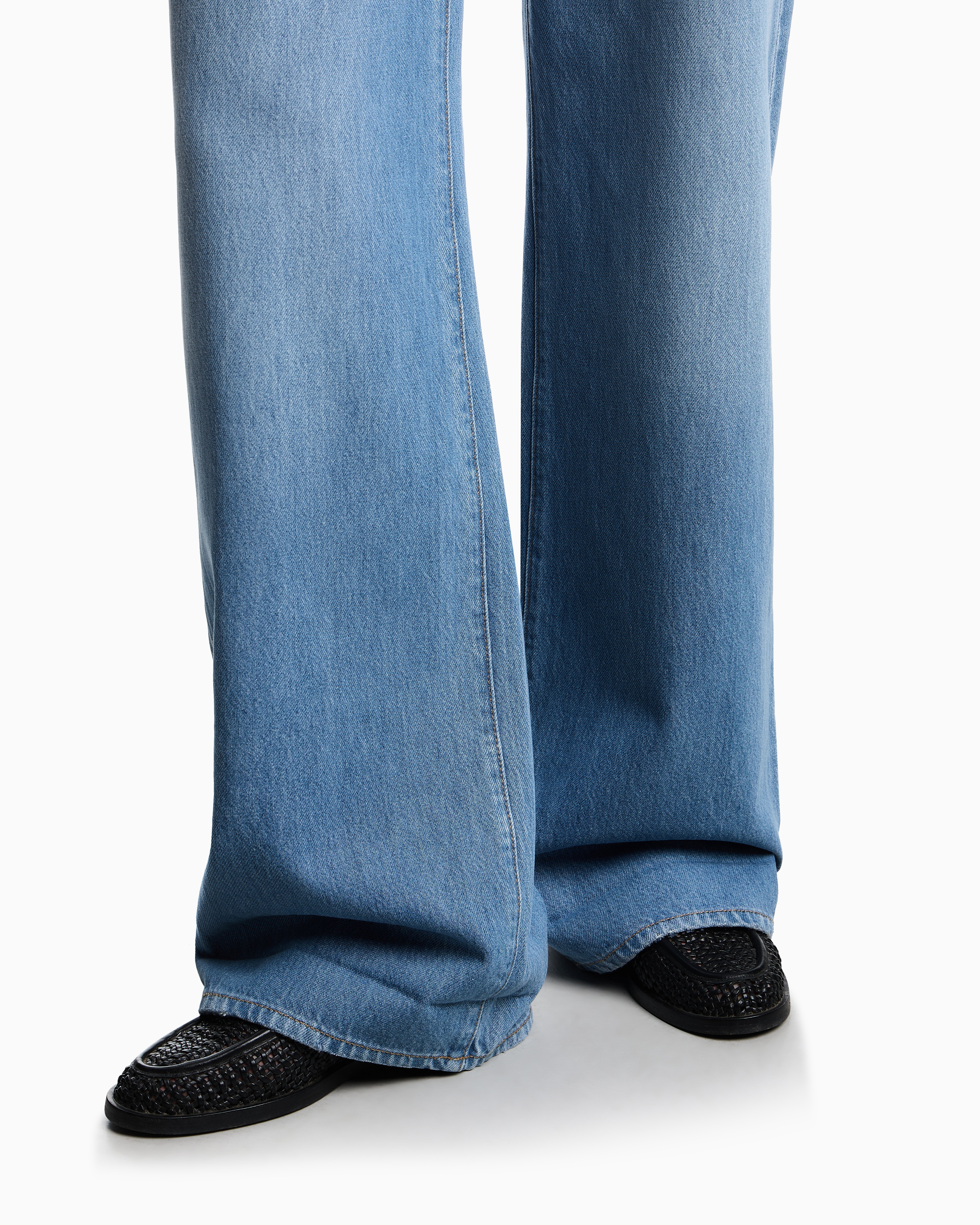 Emporio Armani - J8B wide-leg, worn-effect denim jeans , Woman, Blue, Size: