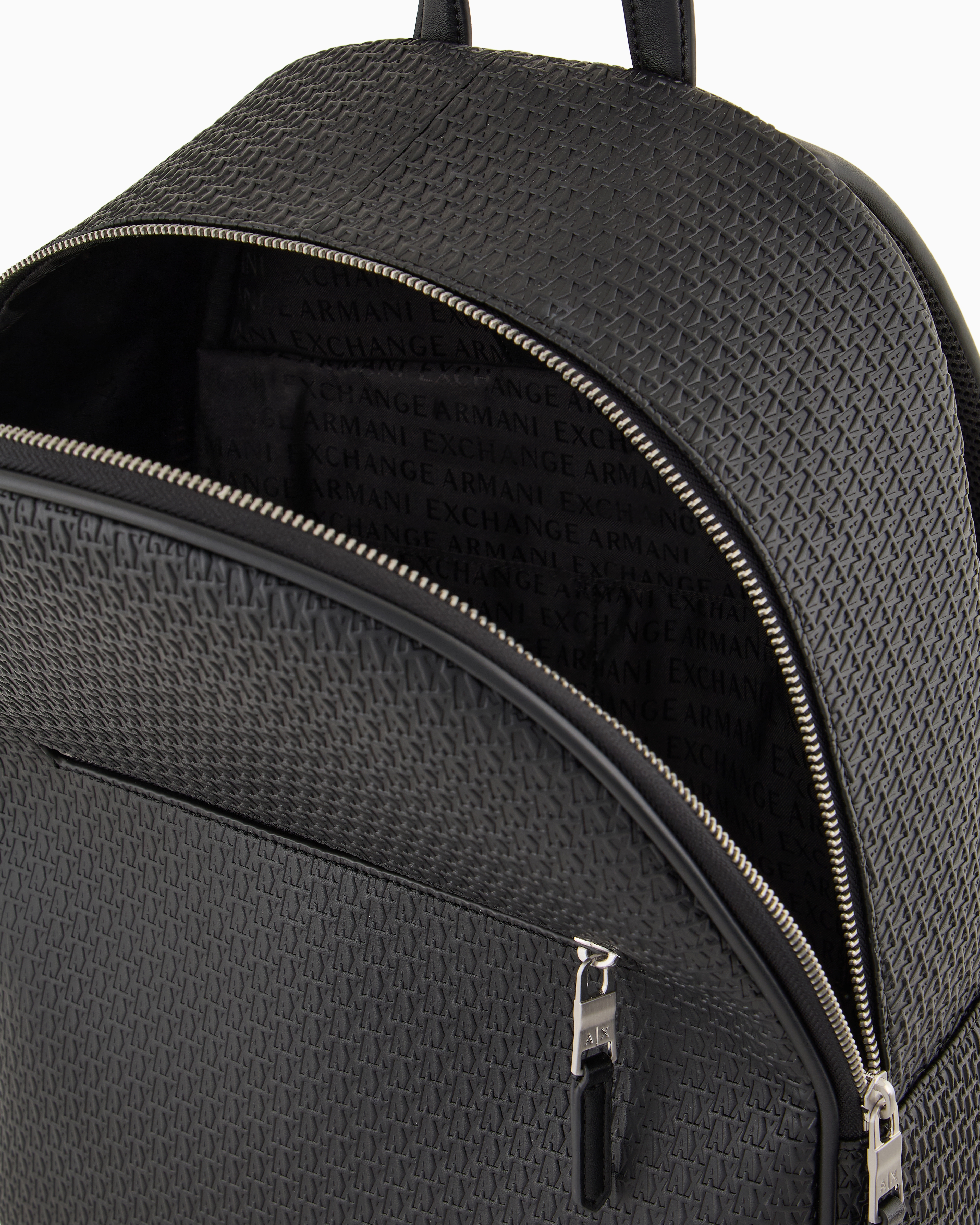 Armani Exchange - Backpack with all-over embossed logo, Man, Black, Size: TU
