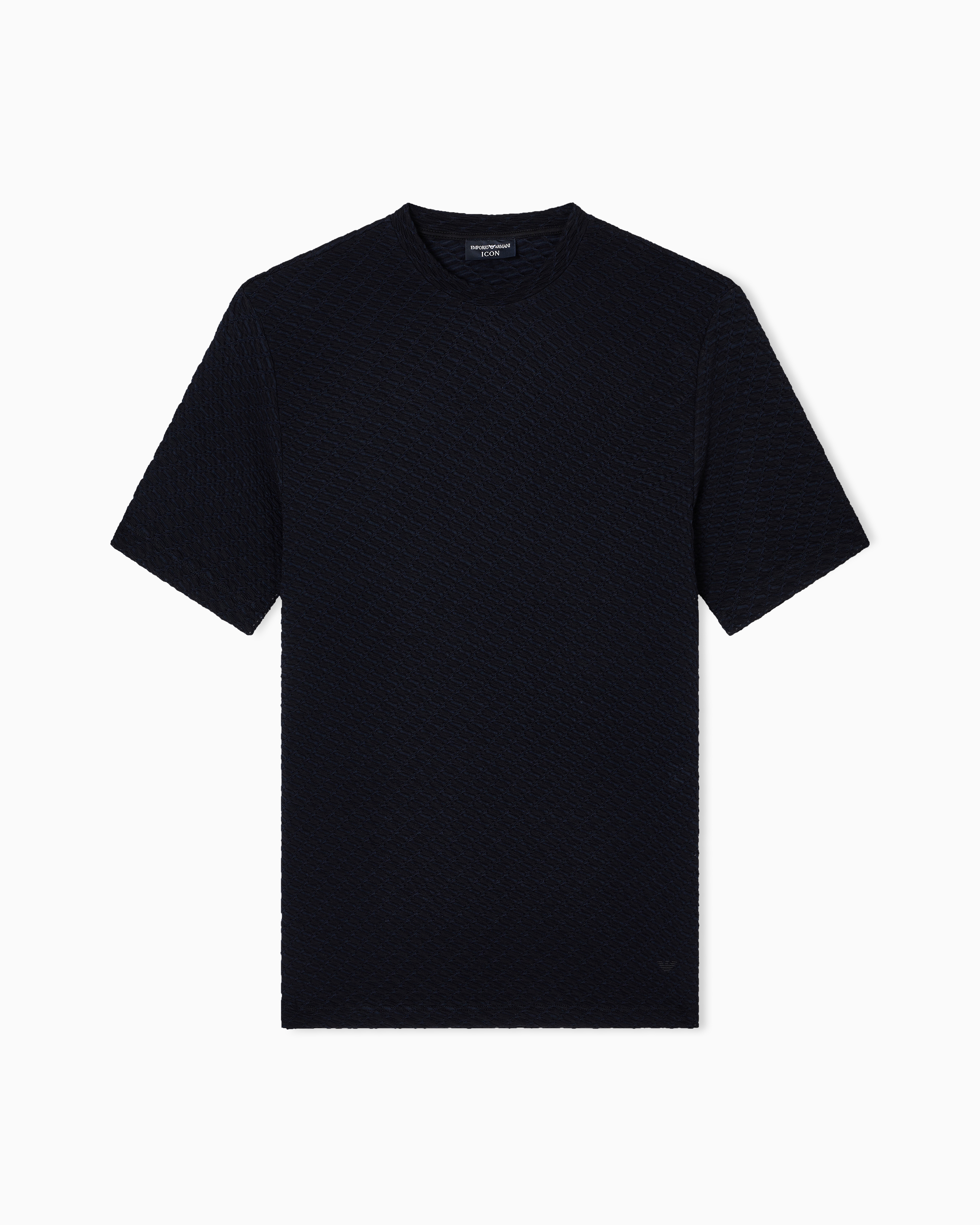 Emporio Armani Icon Viscose-blend Jacquard Jersey Jumper With Op-art Motif