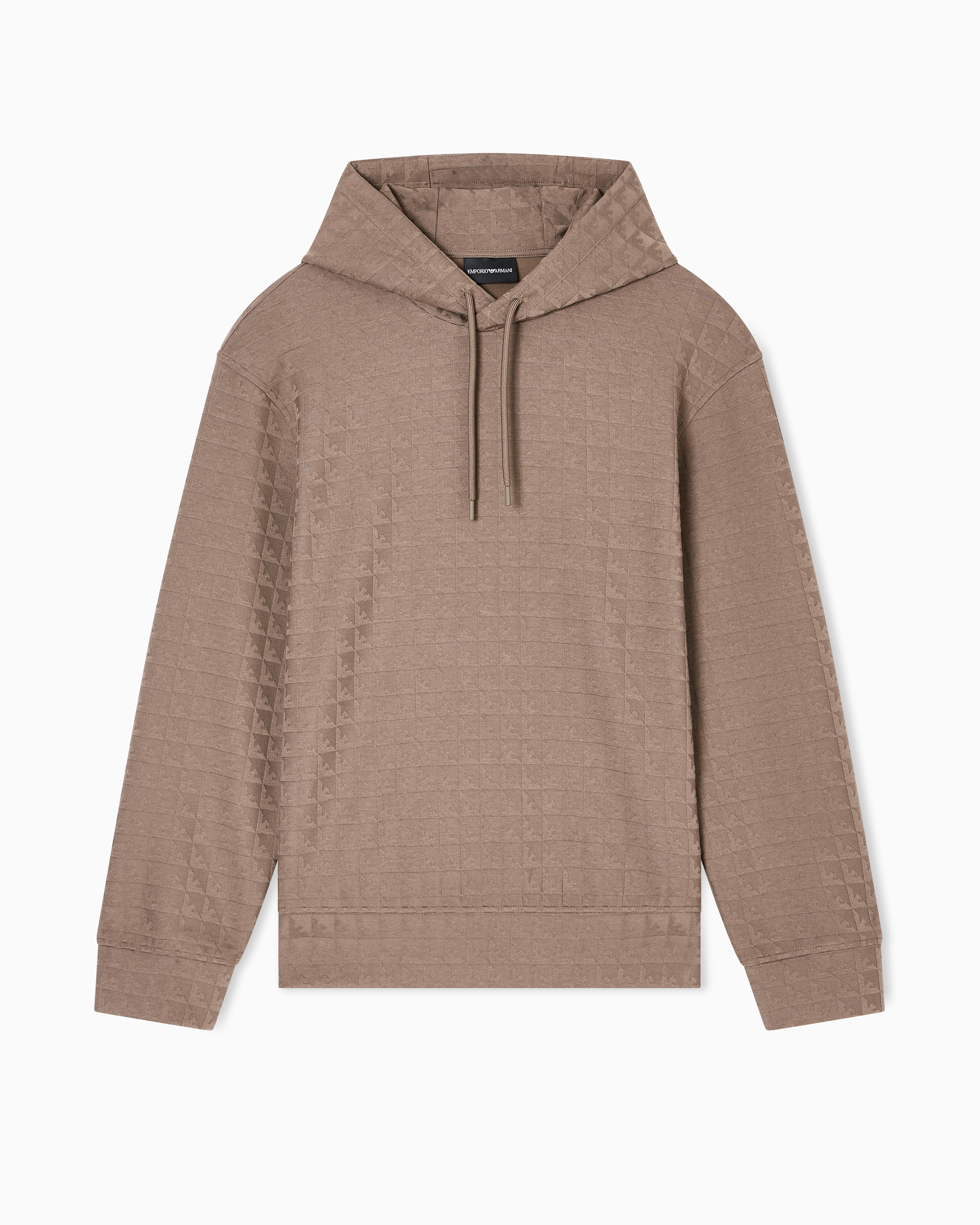 Emporio Armani Asv Lyocell-blend Jacquard Jersey Hooded Sweatshirt With Repeated Eagle Motif
