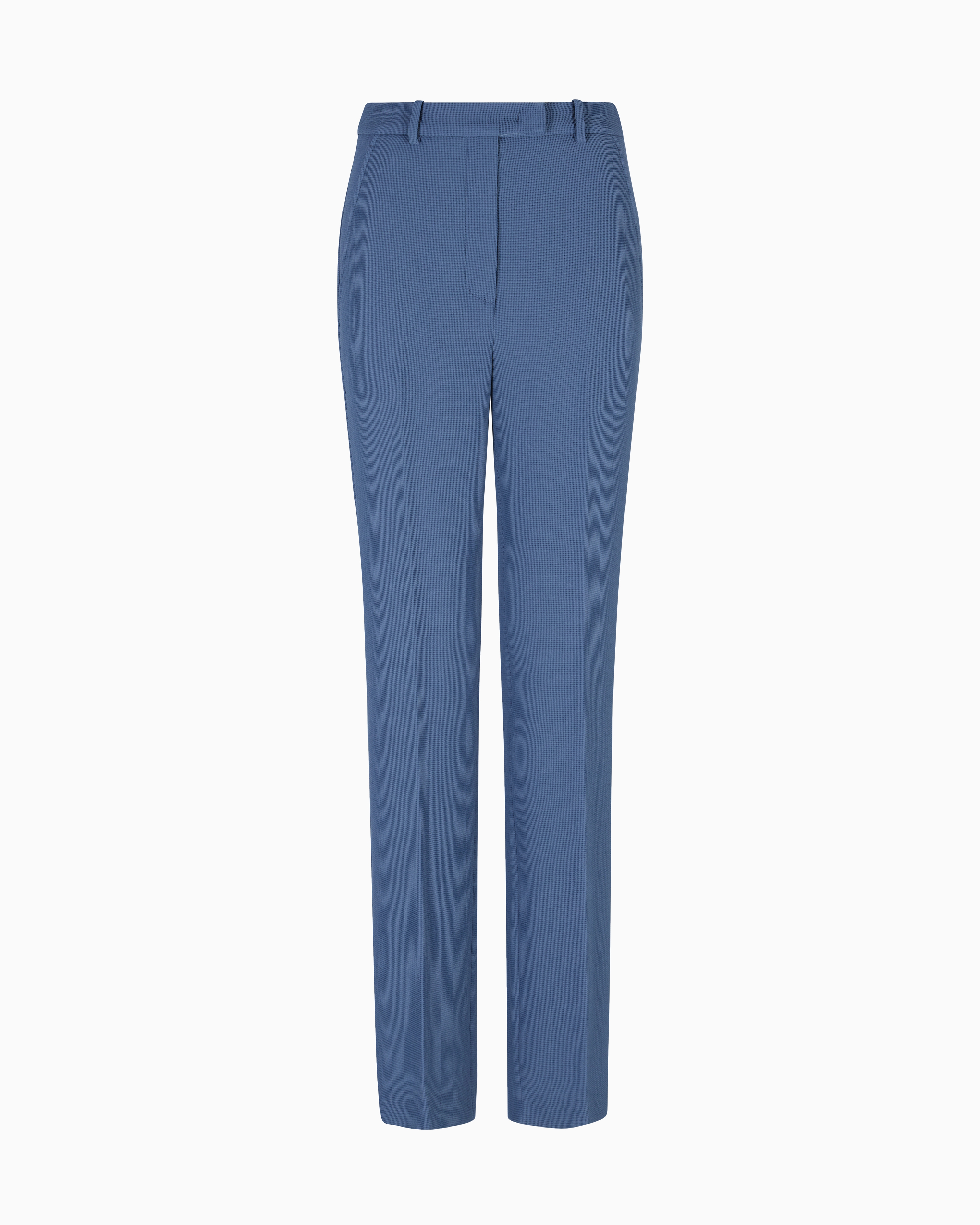 Emporio Armani - ASV waffle weave technical fabric trousers, Woman, Light Blue, Size: