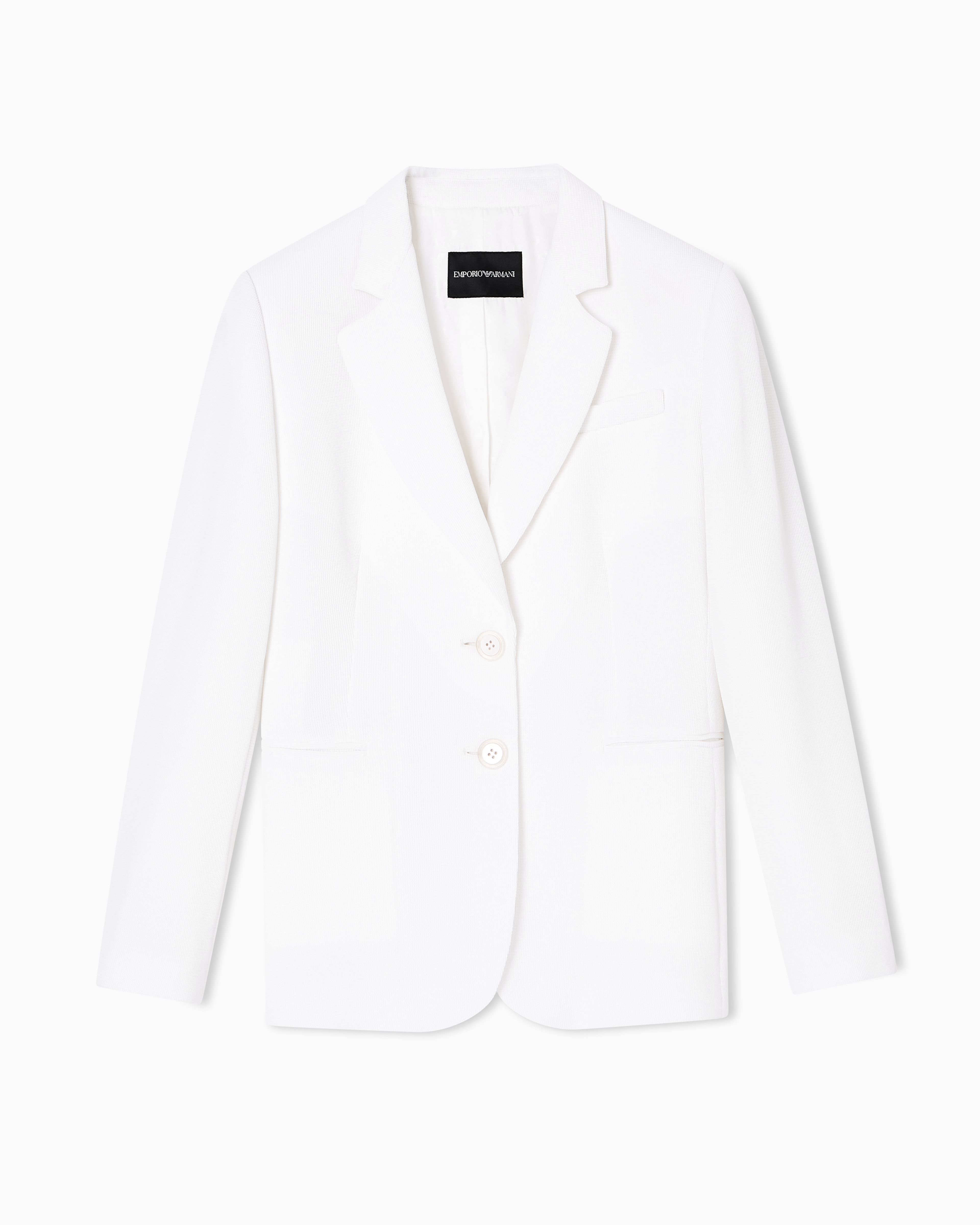 Emporio Armani Asv Single-breasted Blazer In Waffle Weave Technical Fabric