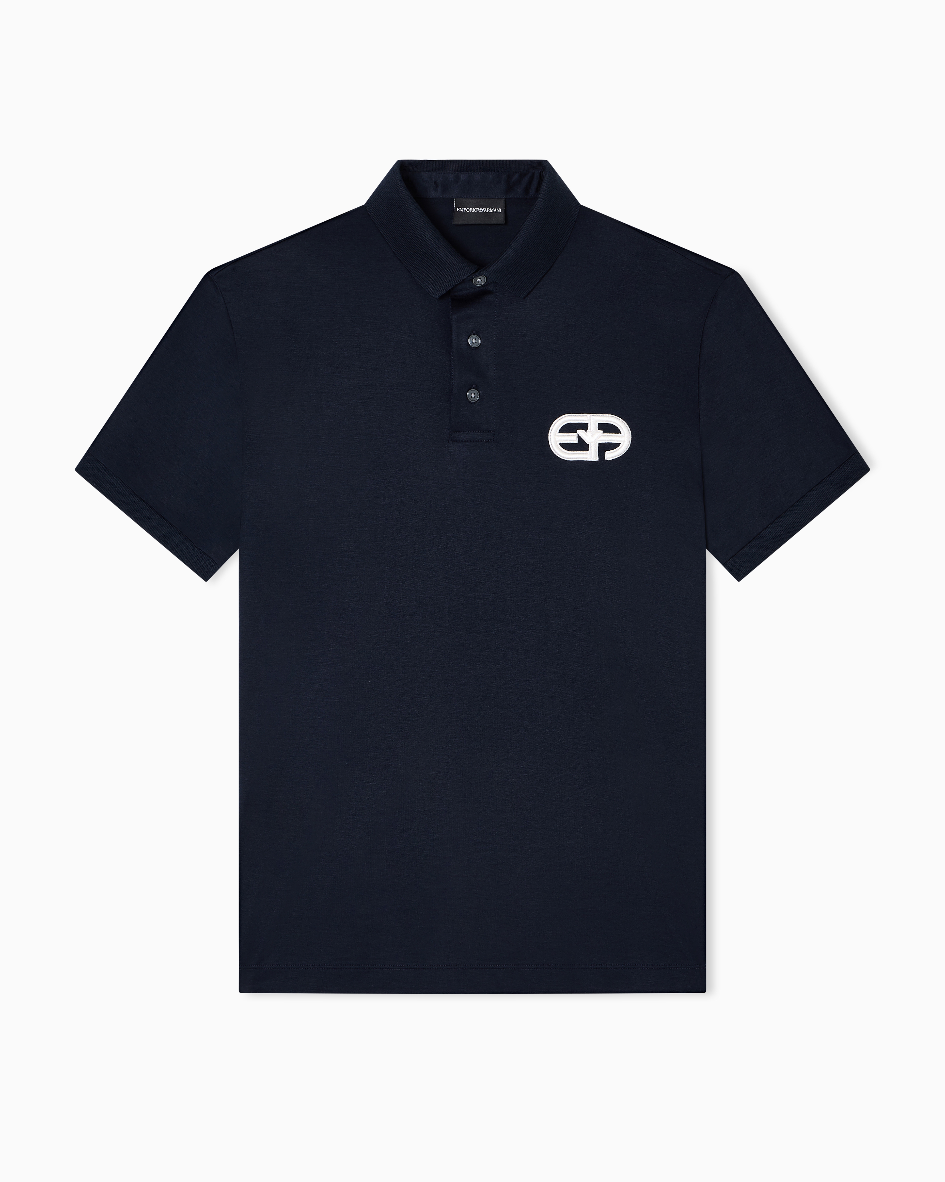 Emporio Armani - Lyocell-blend jersey polo shirt with embossed EA logo embroidery , Man, Navy Blue, Size:
