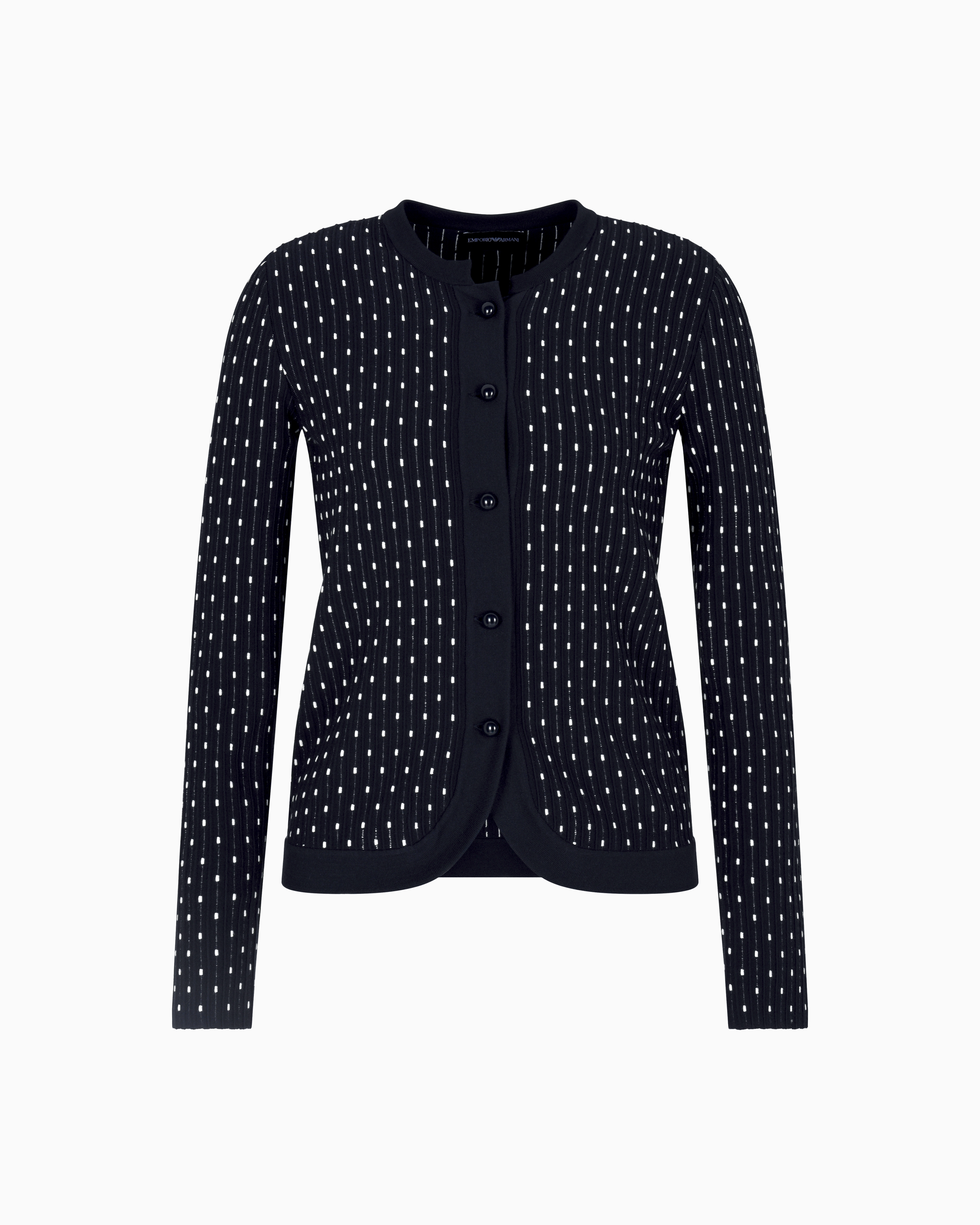 Emporio Armani Cardigan En Maille Unie De Viscose Jacquard À Pois
