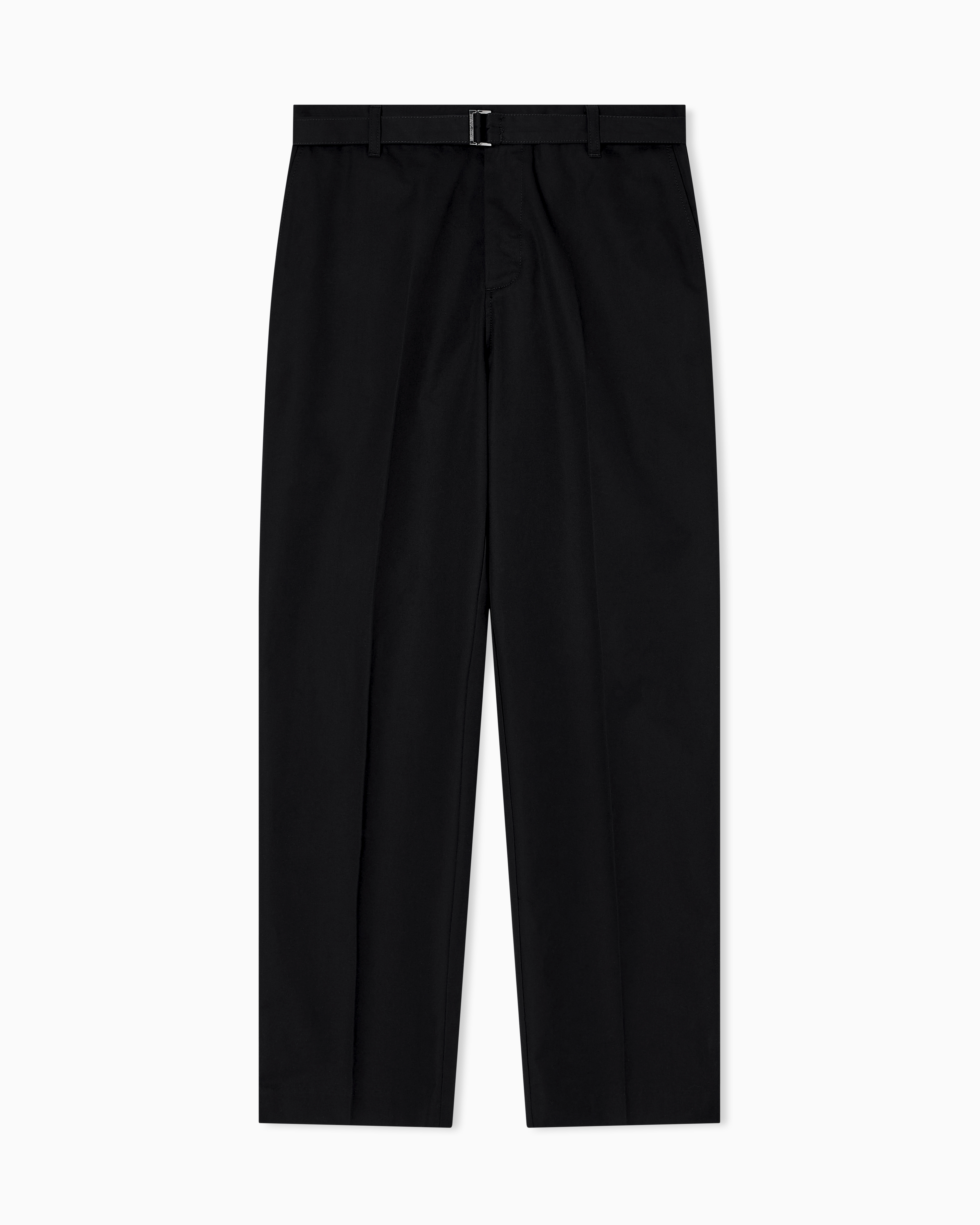 Emporio Armani Cotton Trousers With Matching Belt In Black