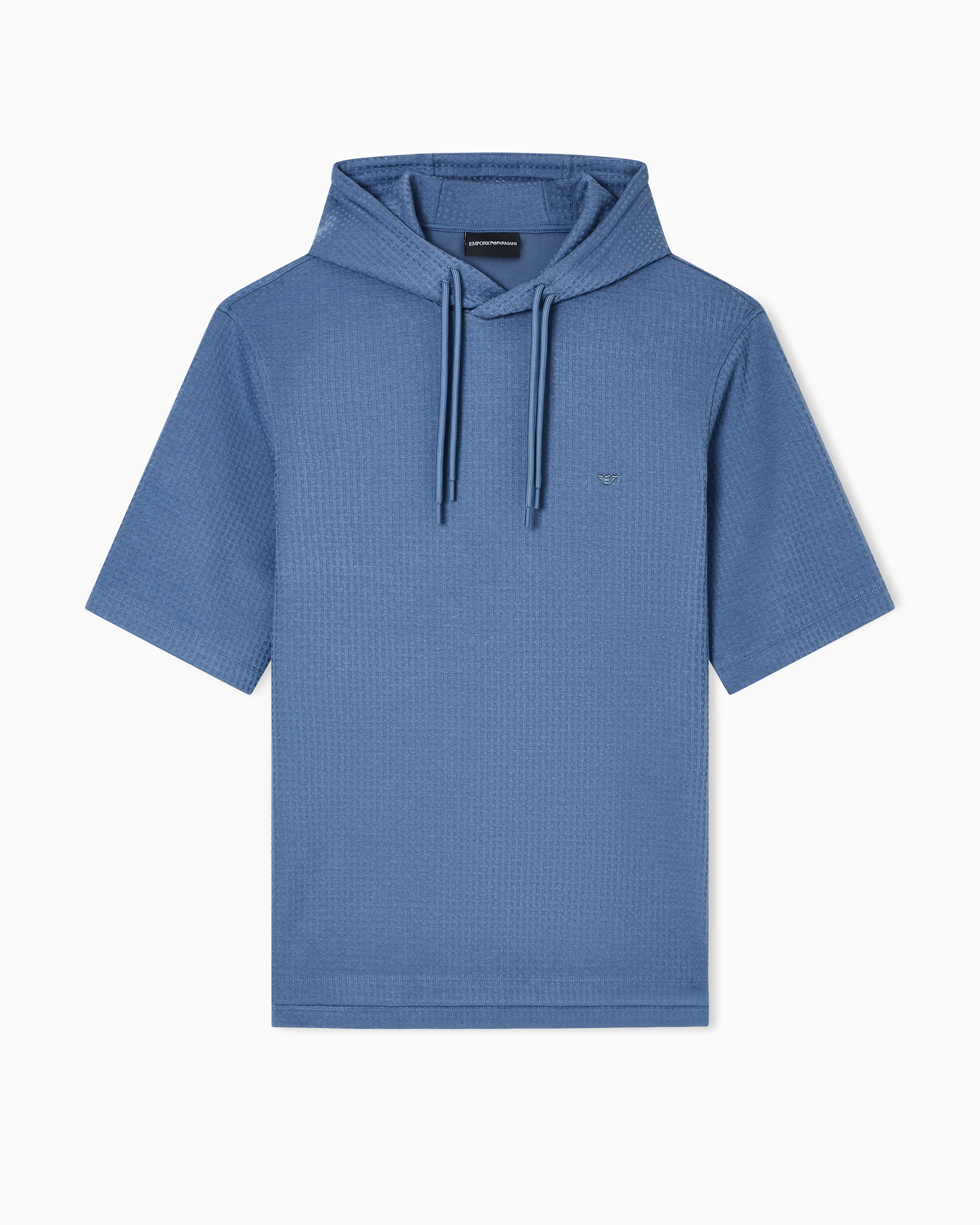Emporio Armani Asv Lyocell-blend Jacquard Jersey Hooded Sweatshirt