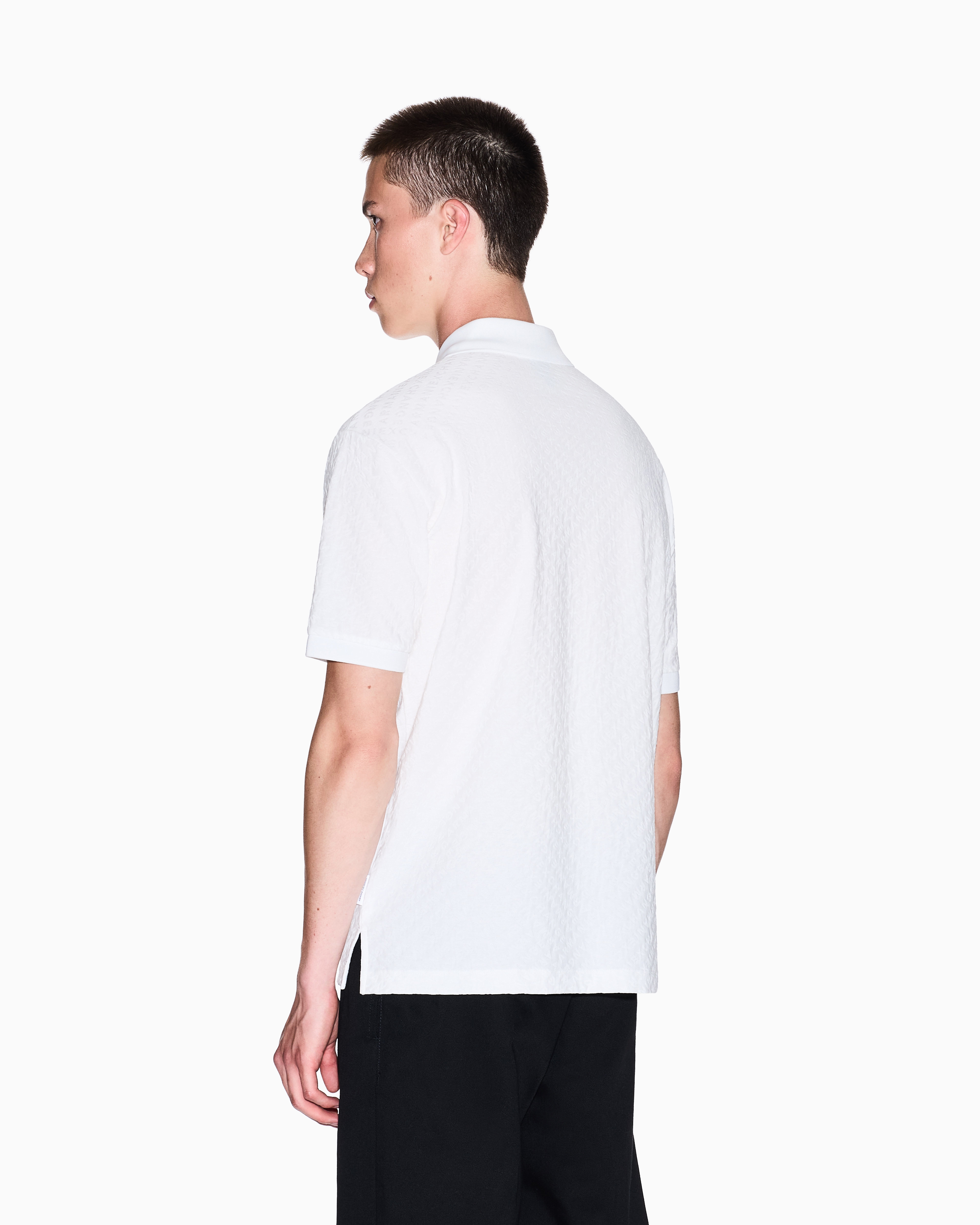 Armani Exchange - Regular fit polo shirt with allover logo, Man, White, Size: